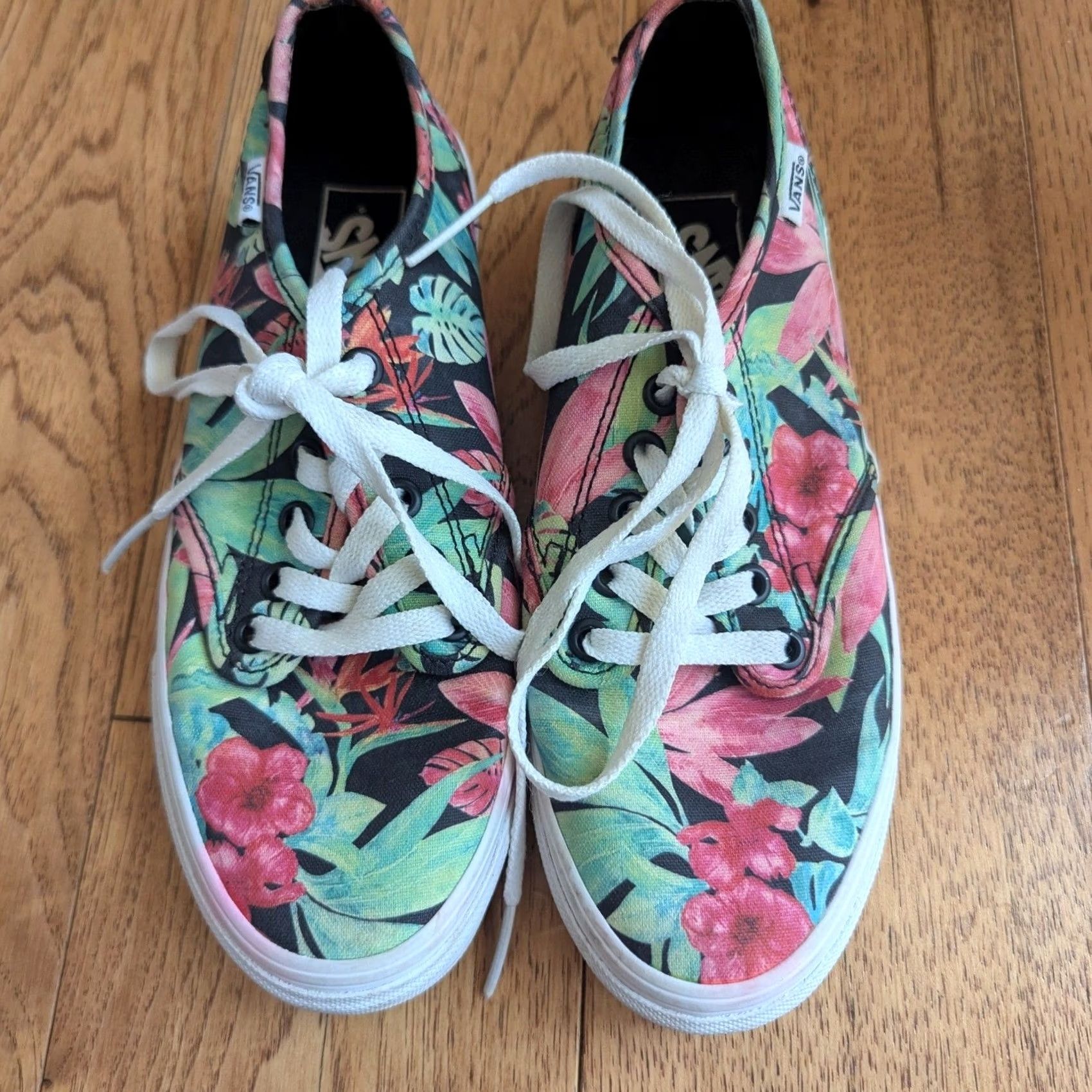 Vans Vans Tropical Floral Print Sneaker Black Pink Hibiscus Canvas Women Casual 6.5 Size US 4 / IT 34 - 2 Thumbnail