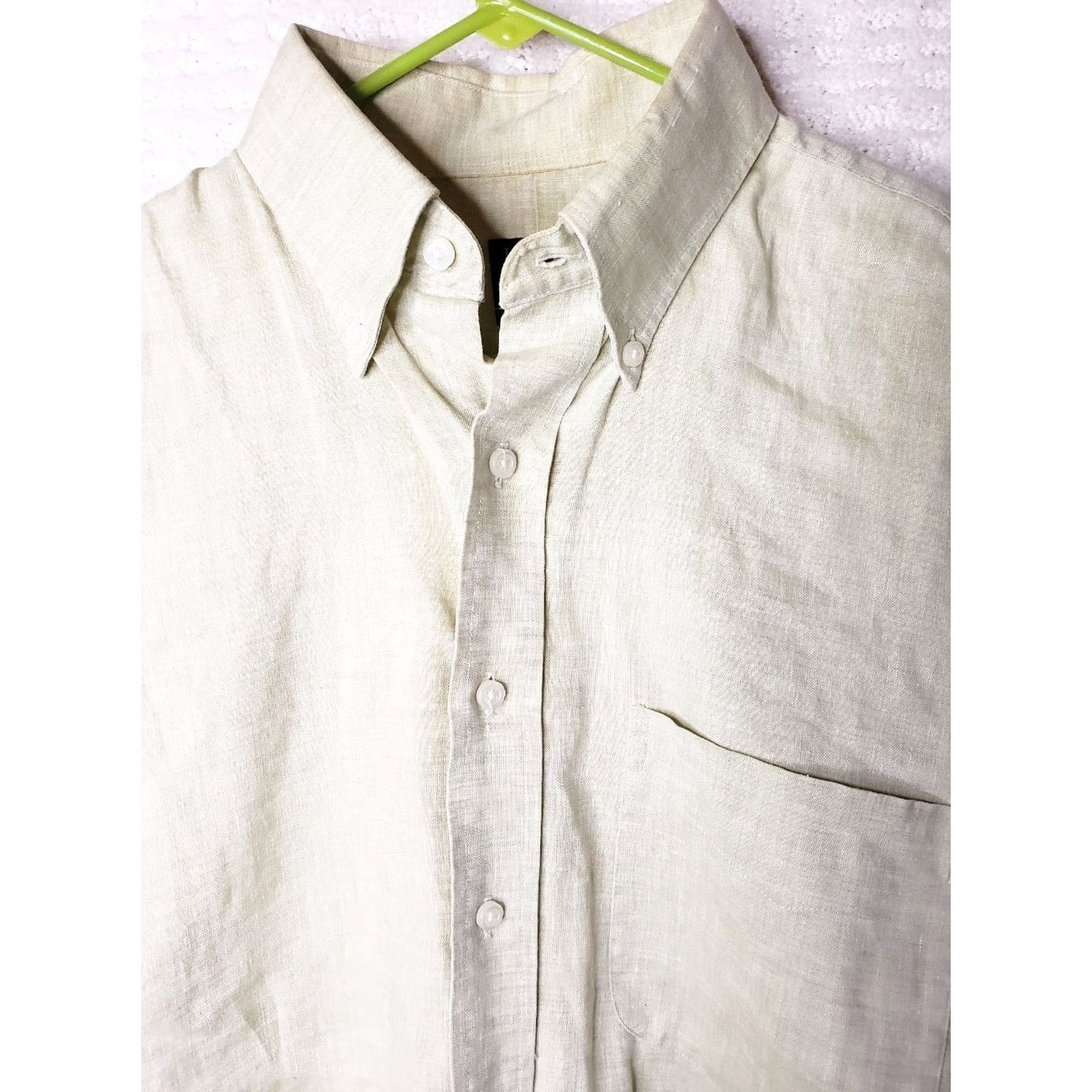 Jos. A. Bank JOS A BANK Linen Button-Down Short Sleeve Shirt M Mens Mint Green XS? Size US M / EU 48-50 / 2 - 4 Thumbnail