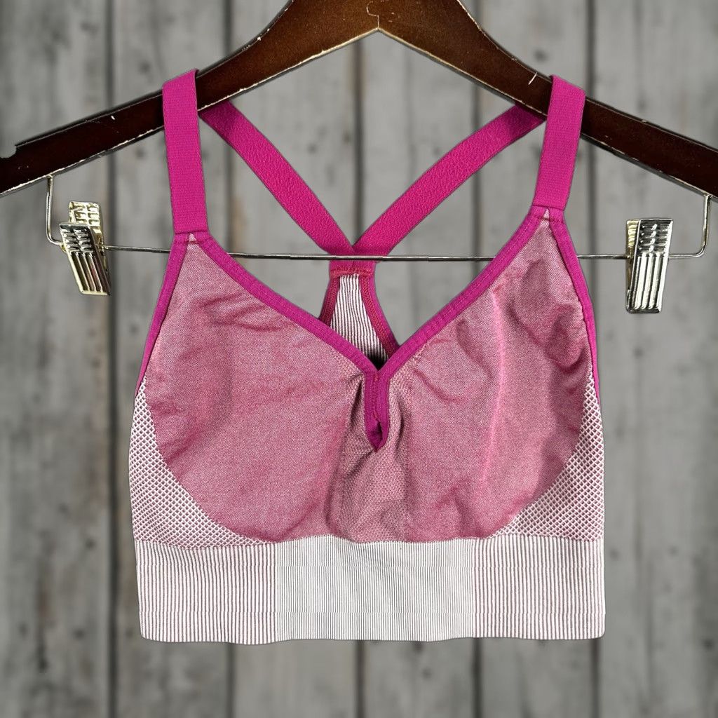 Nike Nike Sports Bra Womens Small Pink Gray Dri-FIT Low-Impact Padded Indy Racerback One Size Bleed of Color? Size ONE SIZE - 1 Thumbnail
