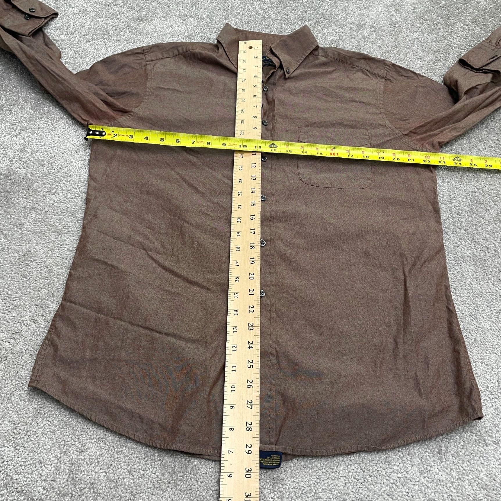 Club Room Club Room Shirt Mens 15 1/2 34/33 Brown Cotton Work Dress Oxford 80's Pinpoint Size 40R - 6 Thumbnail