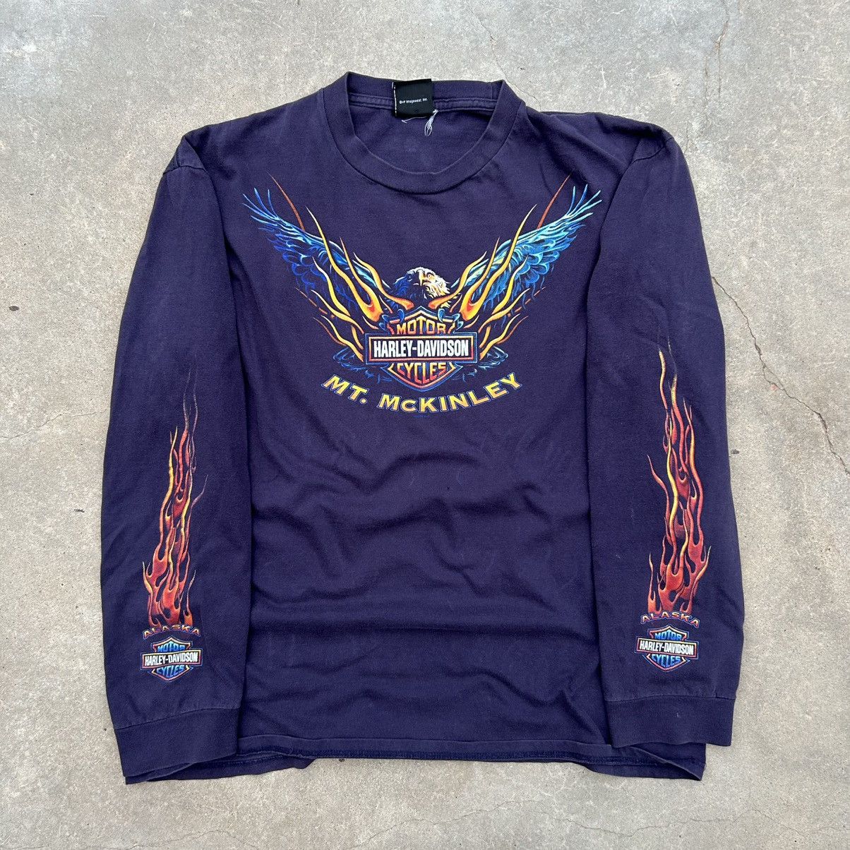 Harley Davidson × Vintage 90s Harley Davidson blue flame long