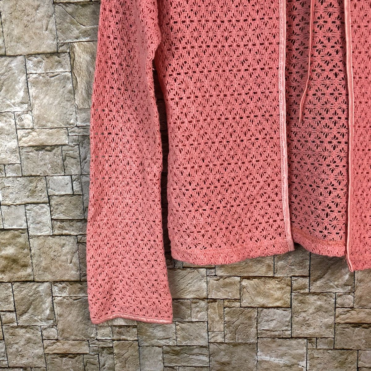 Homespun Knitwear × Japanese Brand Japanese Brand Pink cardigan crochet meshnet Knitwear #A1227 Size S / US 4 / IT 40 - 7 Thumbnail