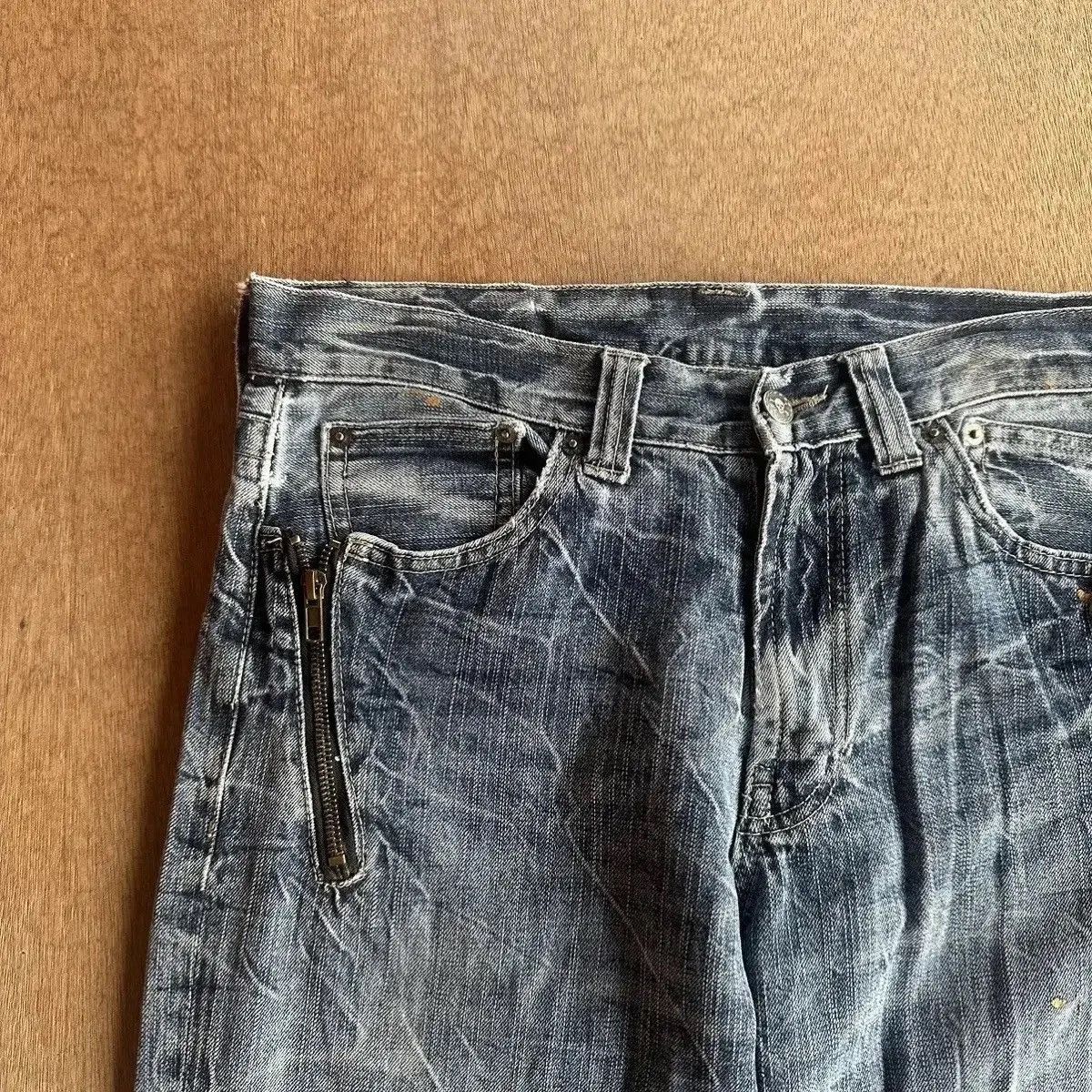 If Six Was Nine SICKS‼️STORM WASH⚡️VINTAGE JAPANESE JEANS SKULLS DENIM PANTS Size US 32 / EU 48 - 4 Thumbnail