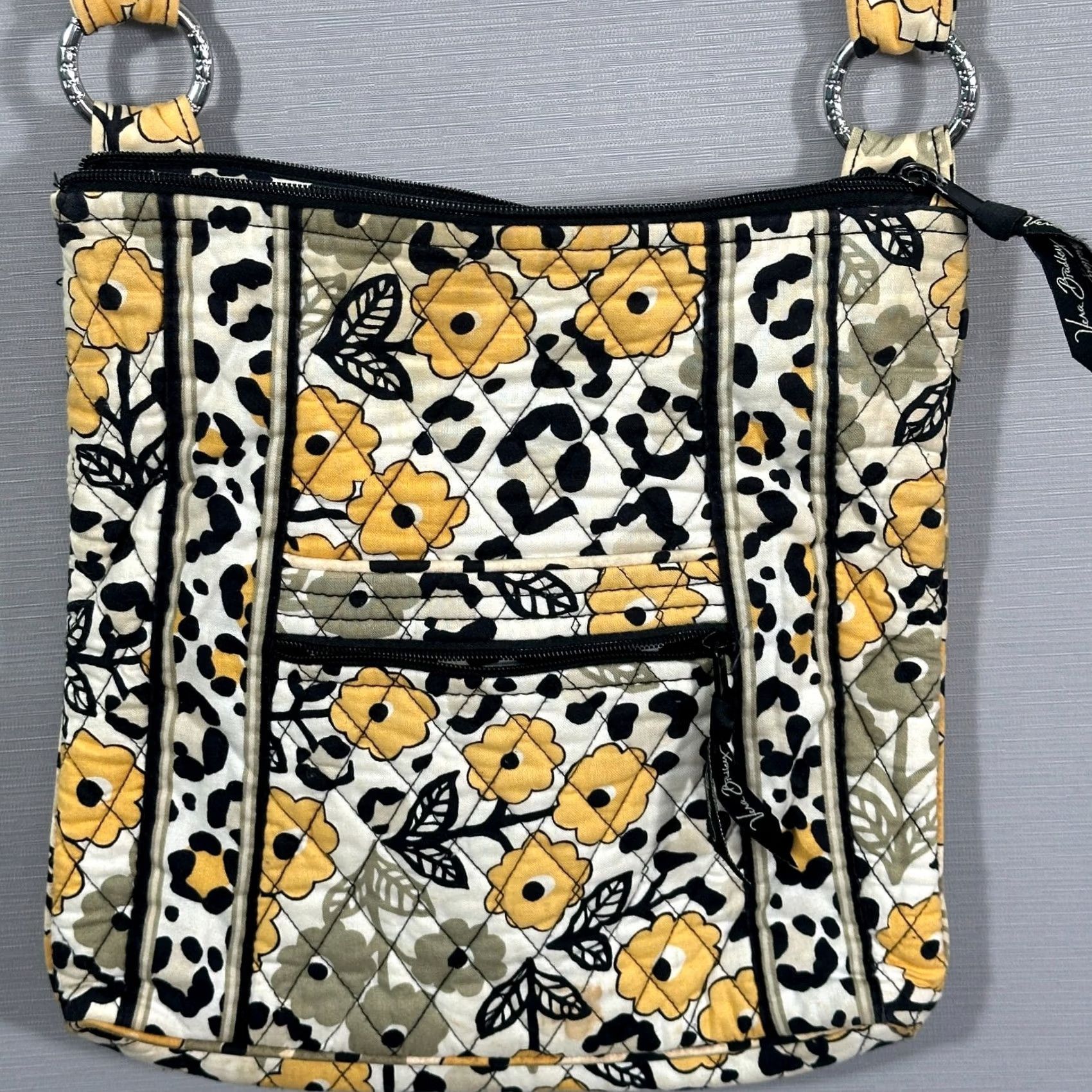 Vera Bradley Vera Bradley Go Wild Crossbody Bag Yellow Women's Crossbody Medium with Adjustable Strap, Outer & Inner Pockets, Quilt Knit Cotton, Zebra Pattern Size ONE SIZE - 7 Thumbnail