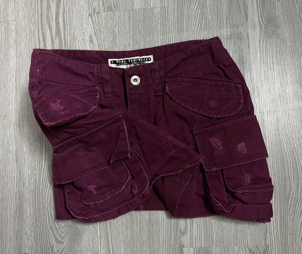 Japanese Brand Dark Purple cargo pocket mini skirt ☮️🖤 Size 26" / US 2 / IT 38 - 5 Thumbnail