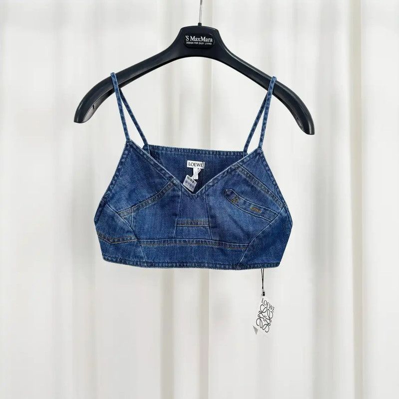 Loewe Summer Denim Blue Logo Cropped Top 0089