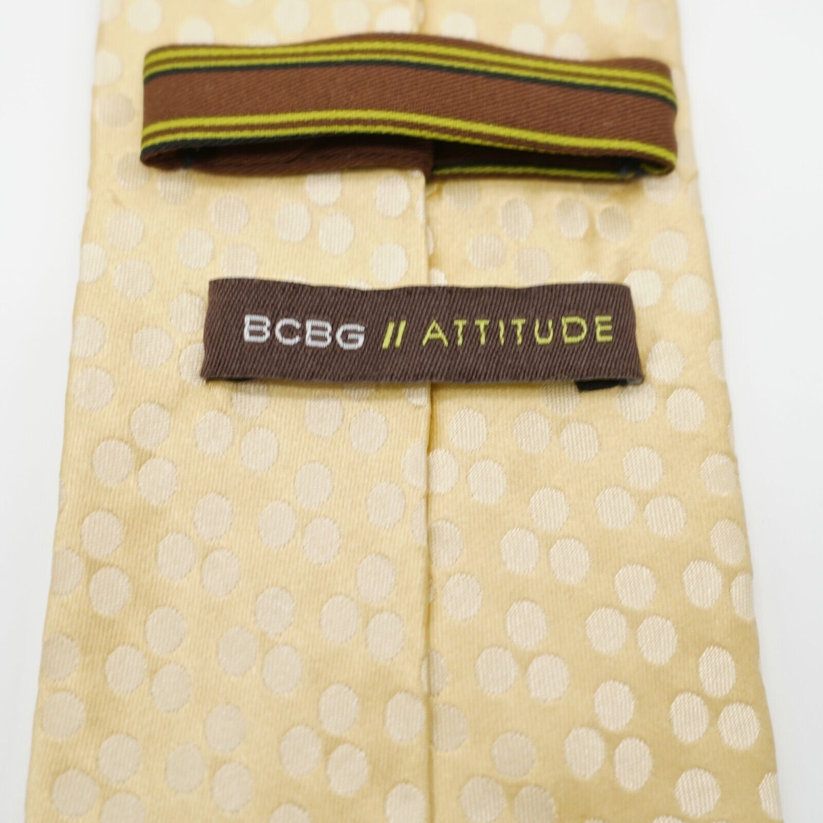 BCBGeneration BCBG Attitude Yellow Polka Dot Woven Silk Tie Size ONE SIZE - 3 Thumbnail