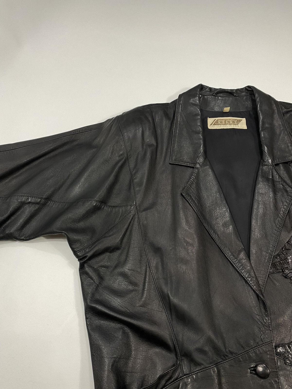 Vintage LASTDROP🔥 Vintage 80s 90s Oversized Leather Crocodile Jacket Size XXL / US 16-18 / IT 52-54 - 16 Thumbnail