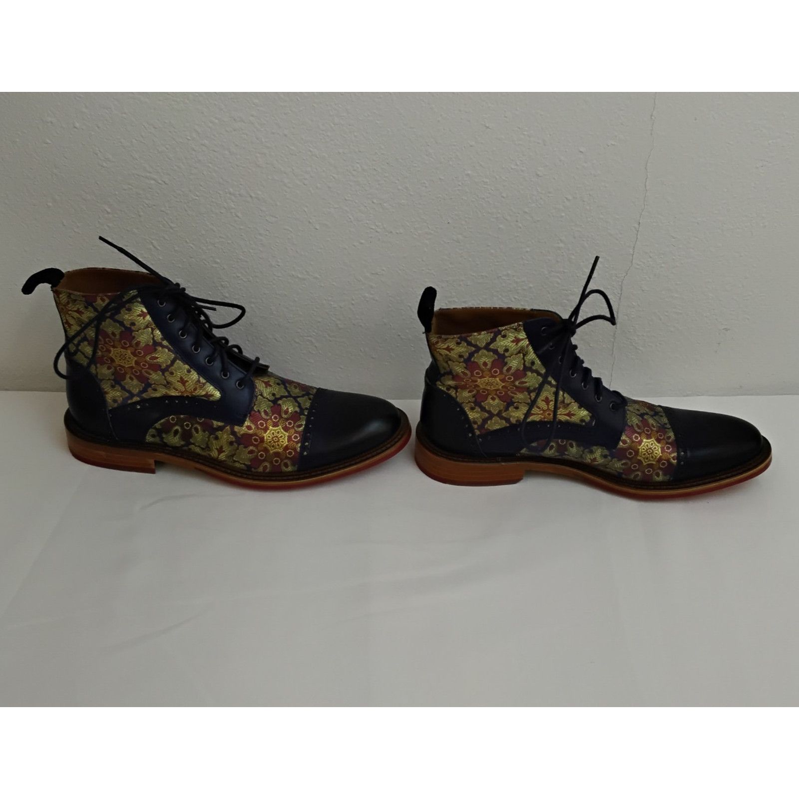 TAFT Taft Jacquard Kashmir Boots Men's EU 41 US 8.5 Blue Leather Size US 8.5 / EU 41-42 - 3 Thumbnail