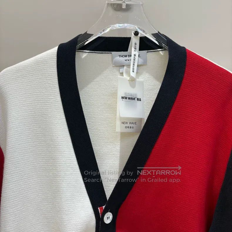 Thom Browne Thom Browne Red and White Four Stripe Knit Cardigan Size US L / EU 52-54 / 3 - 3 Thumbnail