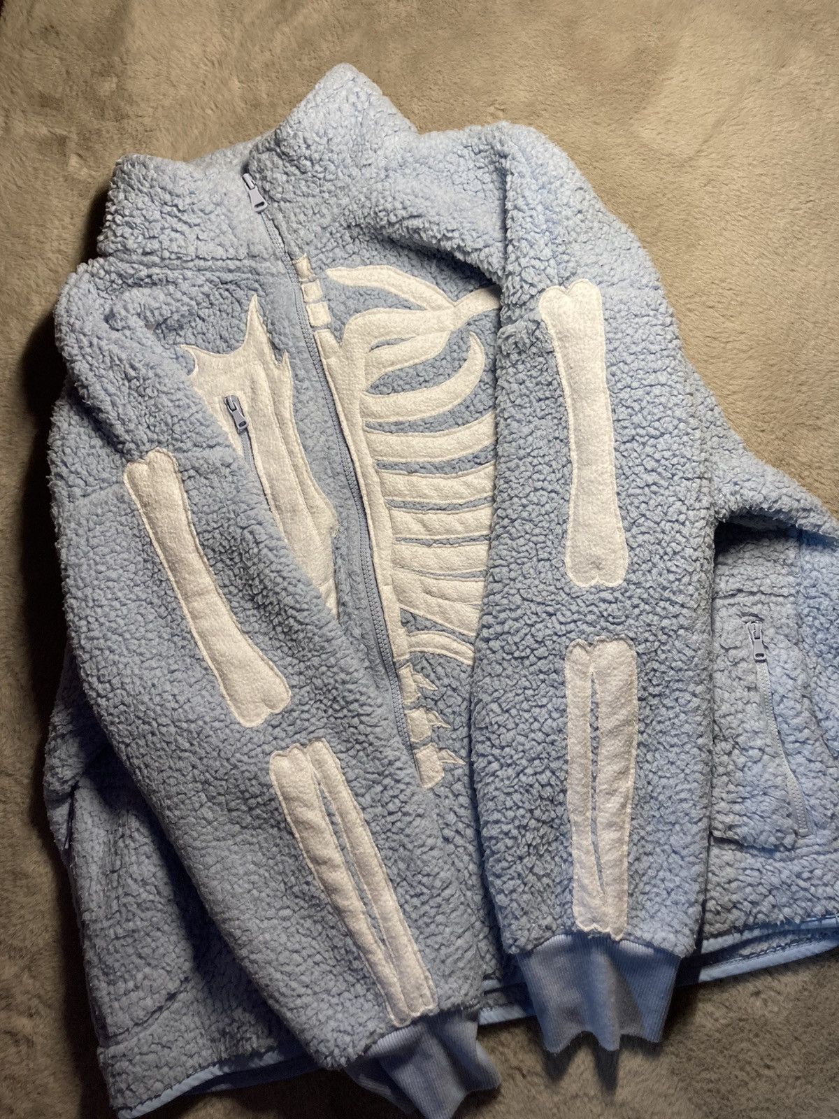Nike × Vintage ⛩️Nike fleece jacket custom sherpa skeleton vintage y2k 1of1⛩️ Size US L / EU 52-54 / 3 - 9 Thumbnail