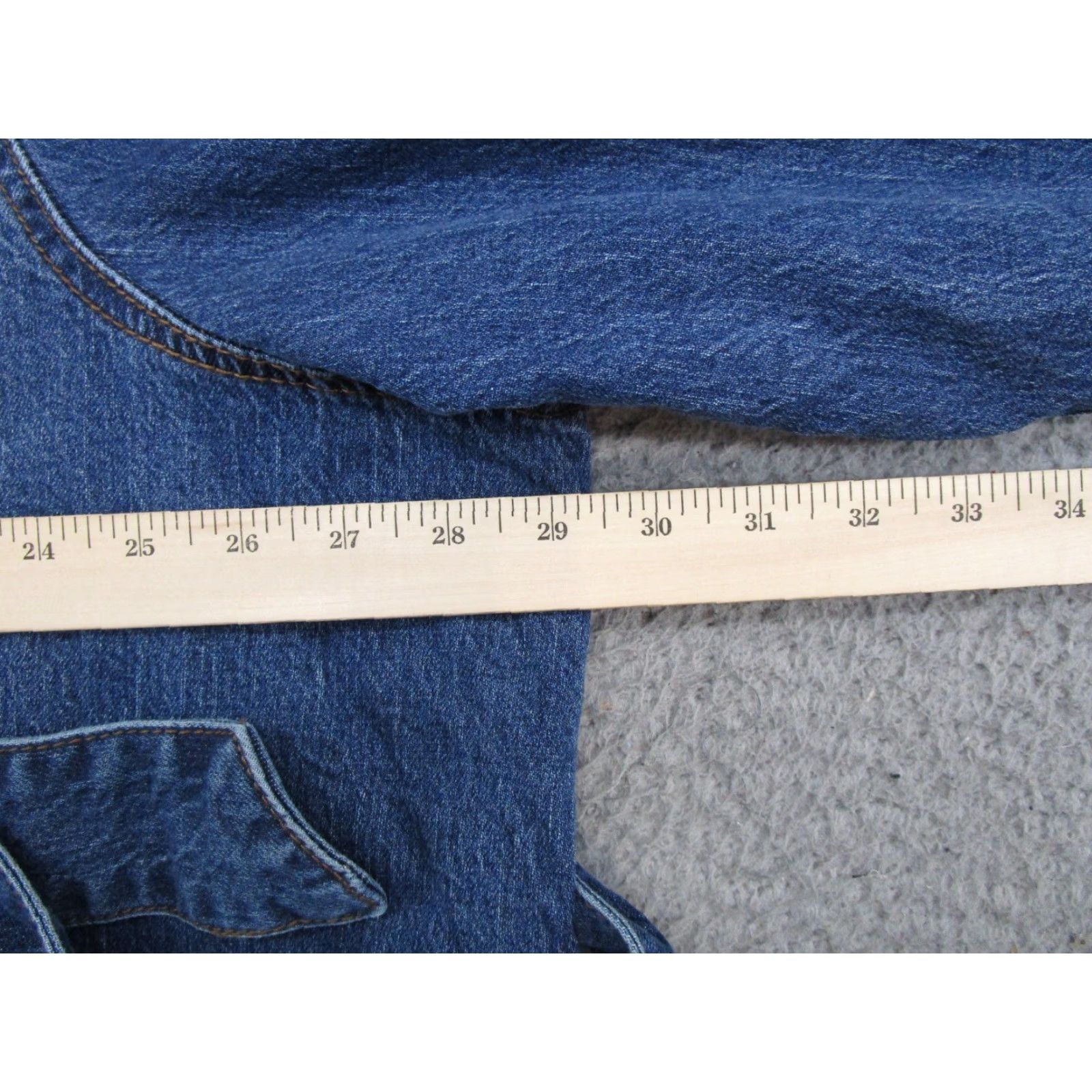 Vintage Terra & Sky Women's Plus Size 3X Belted Denim Jacket Medium Blue Button Down Jacket Long Sleeve Regular Fit Casual Womens 3X City Size XXL / US 16-18 / IT 52-54 - 5 Thumbnail