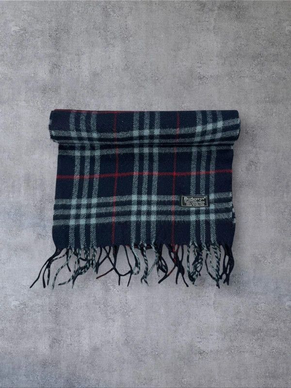 Burberry Vintage Burberry full pattern navy wool scarf Size ONE SIZE - 1 Thumbnail