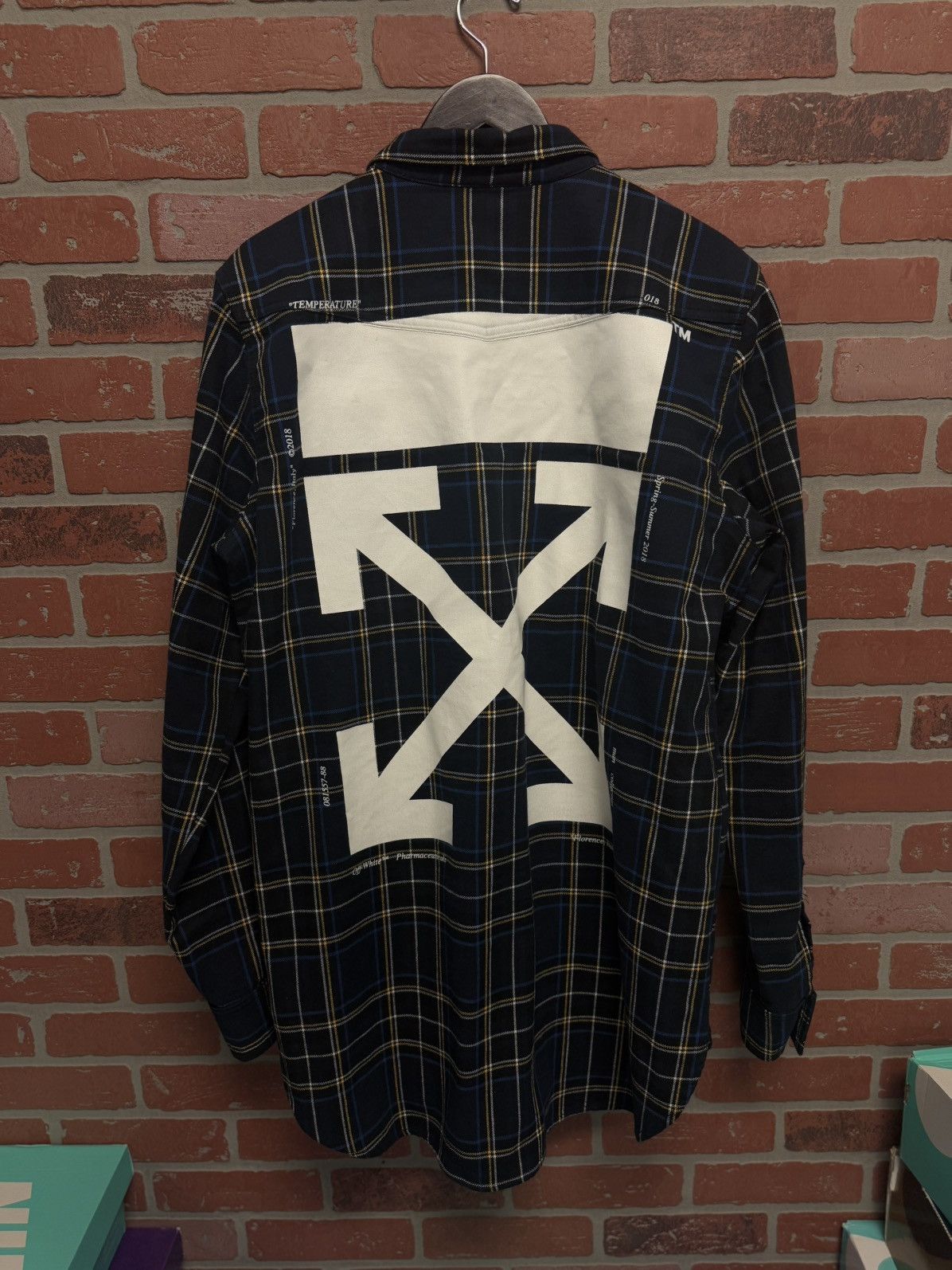 Off-White Off White Flannel Size XL Button Up Blue Yellow Size US XL / EU 56 / 4 - 6 Thumbnail