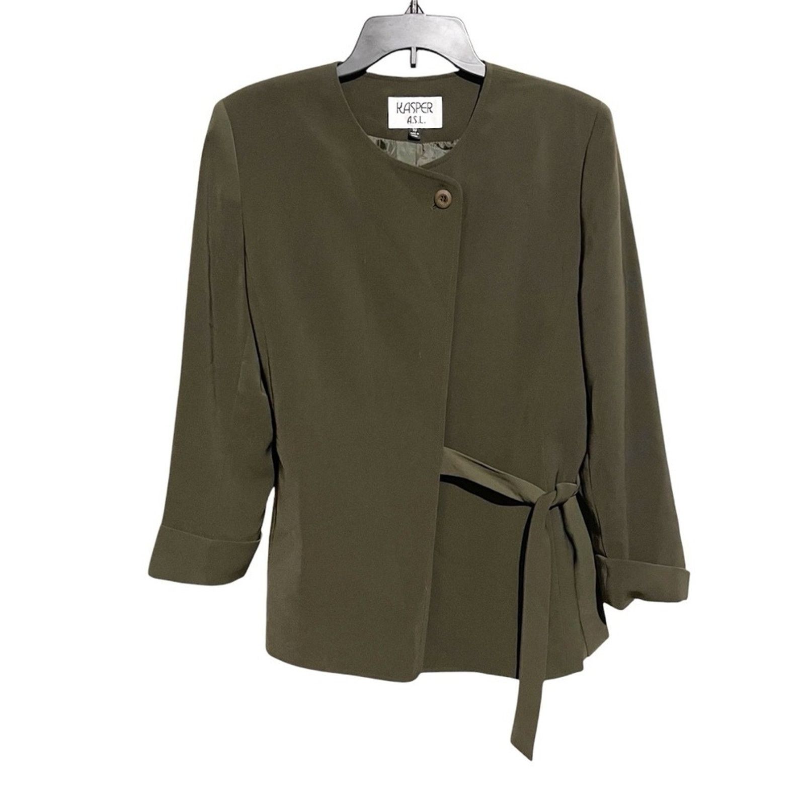 Kasper Kasper Women's Green Wrap around Belted Jacket Blazer 10 Size L / US 10 / IT 46 - 1 Thumbnail