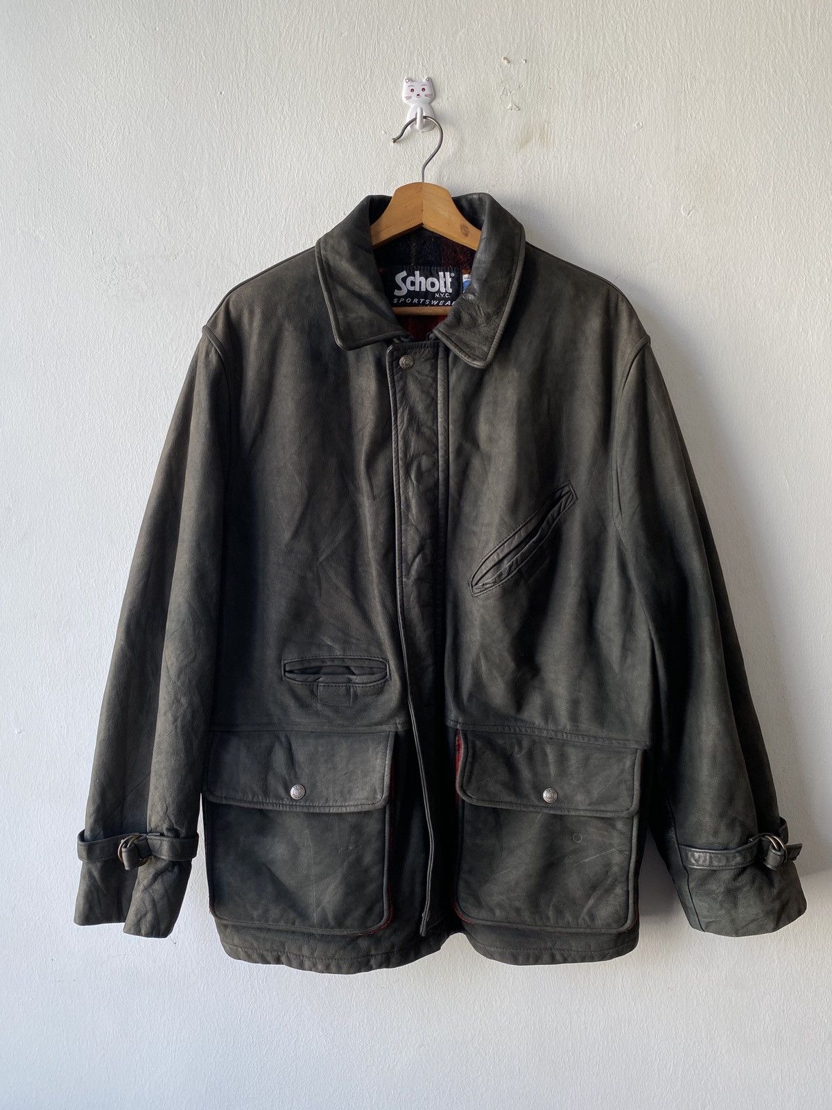 Schott × Vintage 1980s - Vintage Schott Nyc Sportswear Leather Jacket Size US L / EU 52-54 / 3 - 5 Thumbnail