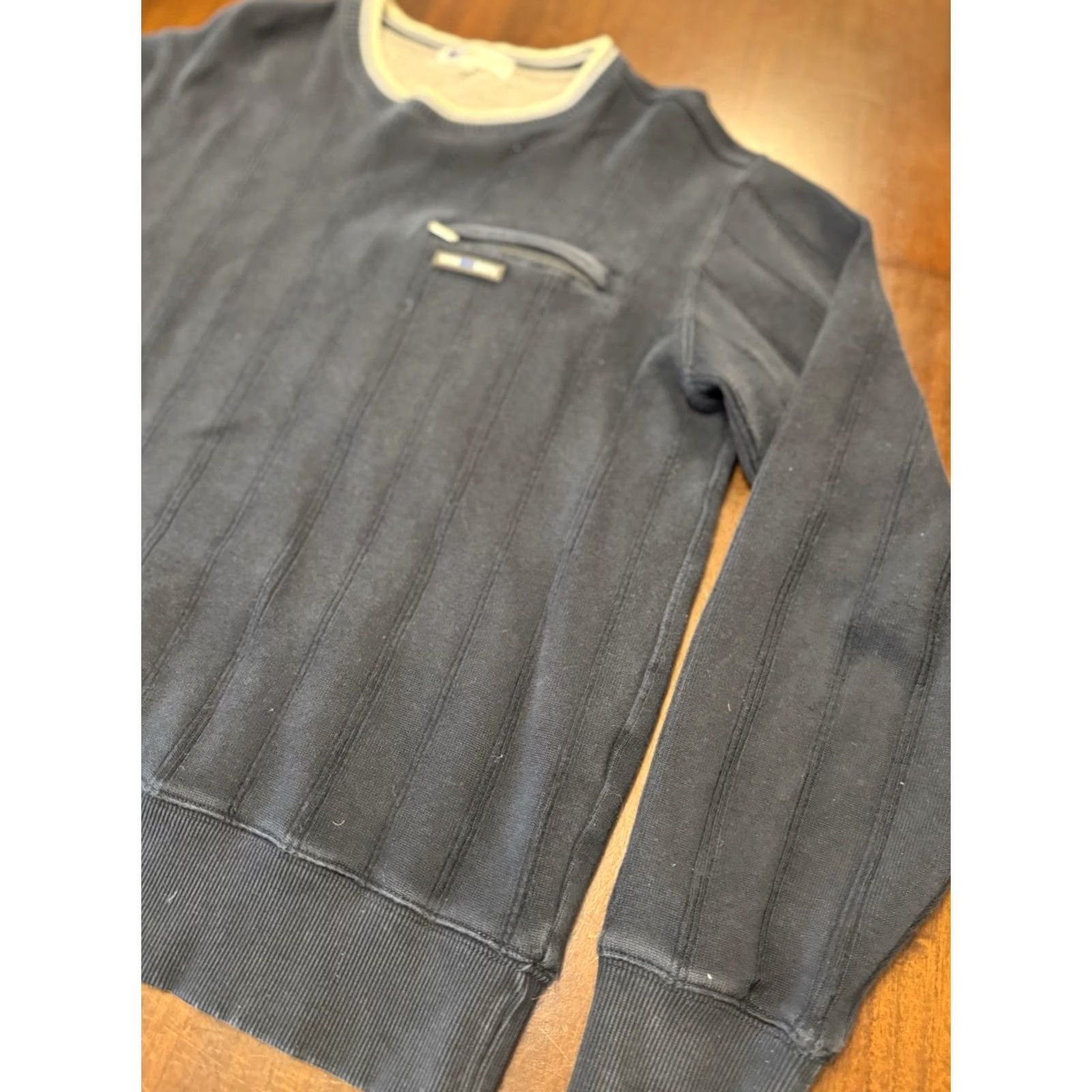 Vintage Wimbledon Sweater Cable-Knit Zip Pocket Navy Blue L Mens/Unisex Adults Crew Neck Pullover Tennis Long Description Size US L / EU 52-54 / 3 - 2 Thumbnail