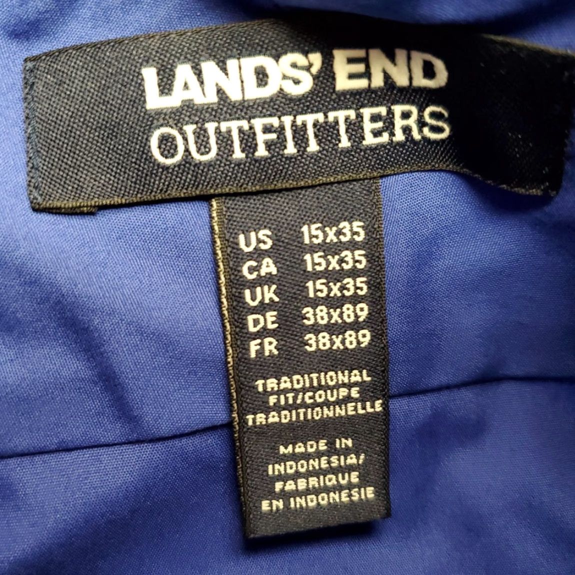 Lands' End Lands' End Shirt Mens 15 x 35 Cobalt Blue Long Sleeve Button-Up Traditional Fit Mens Shirts Blue 100% Cotton Button-Down Casual Workwear Size US M / EU 48-50 / 2 - 5 Thumbnail
