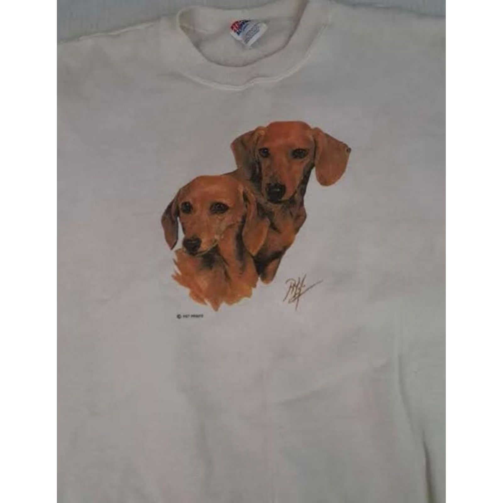 Hanes VINTAGE Hanes Shirt L White Dachshunds Dogs Printed USA Made Sweatshirt Size US L / EU 52-54 / 3 - 2 Thumbnail