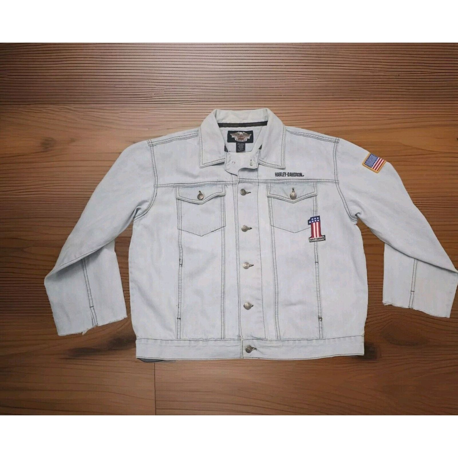 Harley Davidson Harley Davidson Jacket Denim Skull Flames Biker Embroidered Size US L / EU 52-54 / 3 - 1 Thumbnail