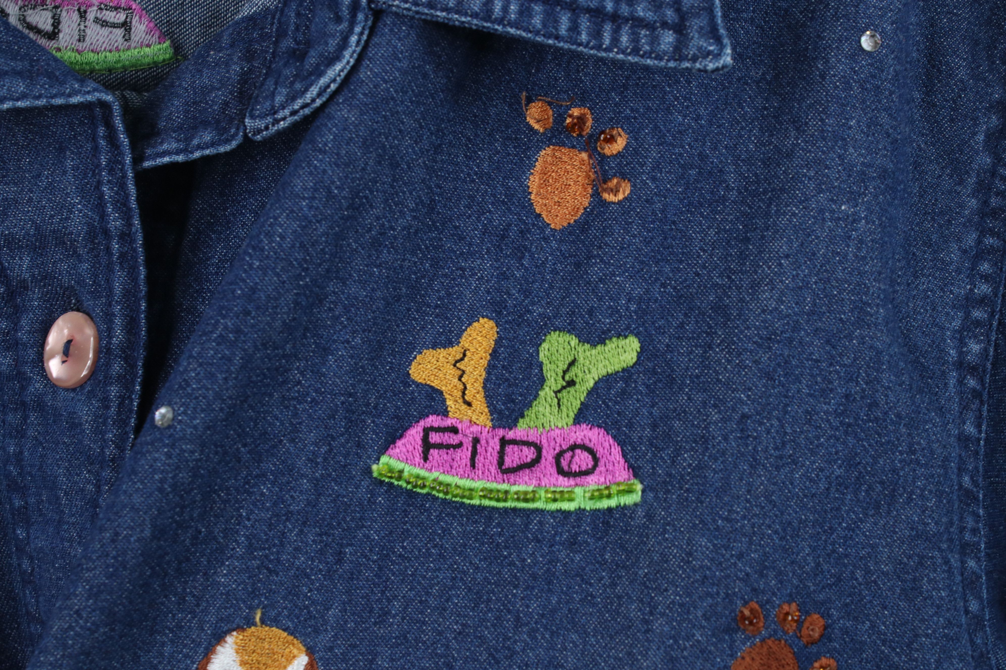 Vintage Vintage 90s Y2K Streetwear Dog Puppy Denim Button Shirt Size M / US 6-8 / IT 42-44 - 6 Thumbnail