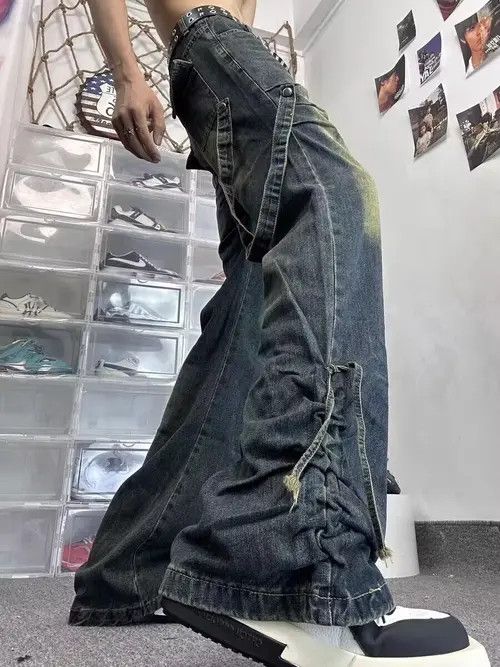 VIBE Vintage washed distressed strap rare jeans Size US 34 / EU 50 - 6 Thumbnail