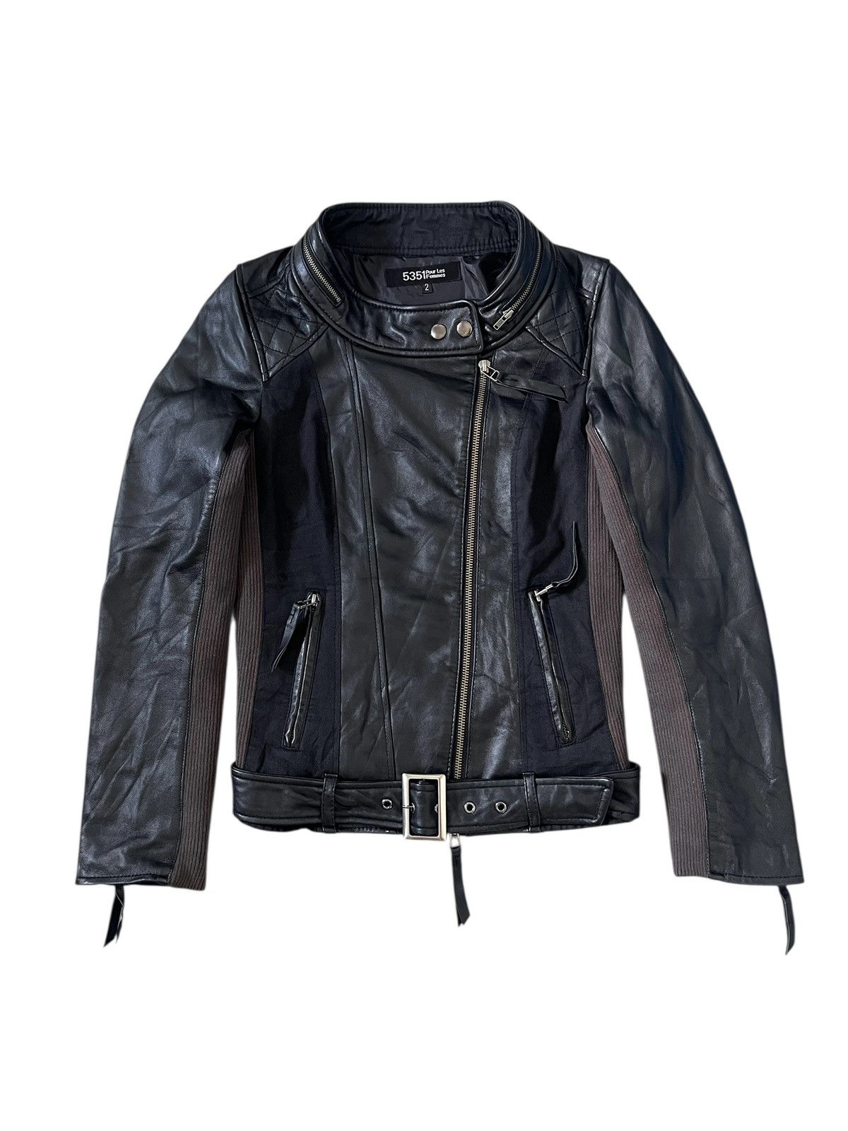 5351 POUR LES HOMMES × Genuine Leather 5351 Pour Les Femmes Sheepskin Leather Riding Jacket Size S / US 4 / IT 40 - 1 Thumbnail