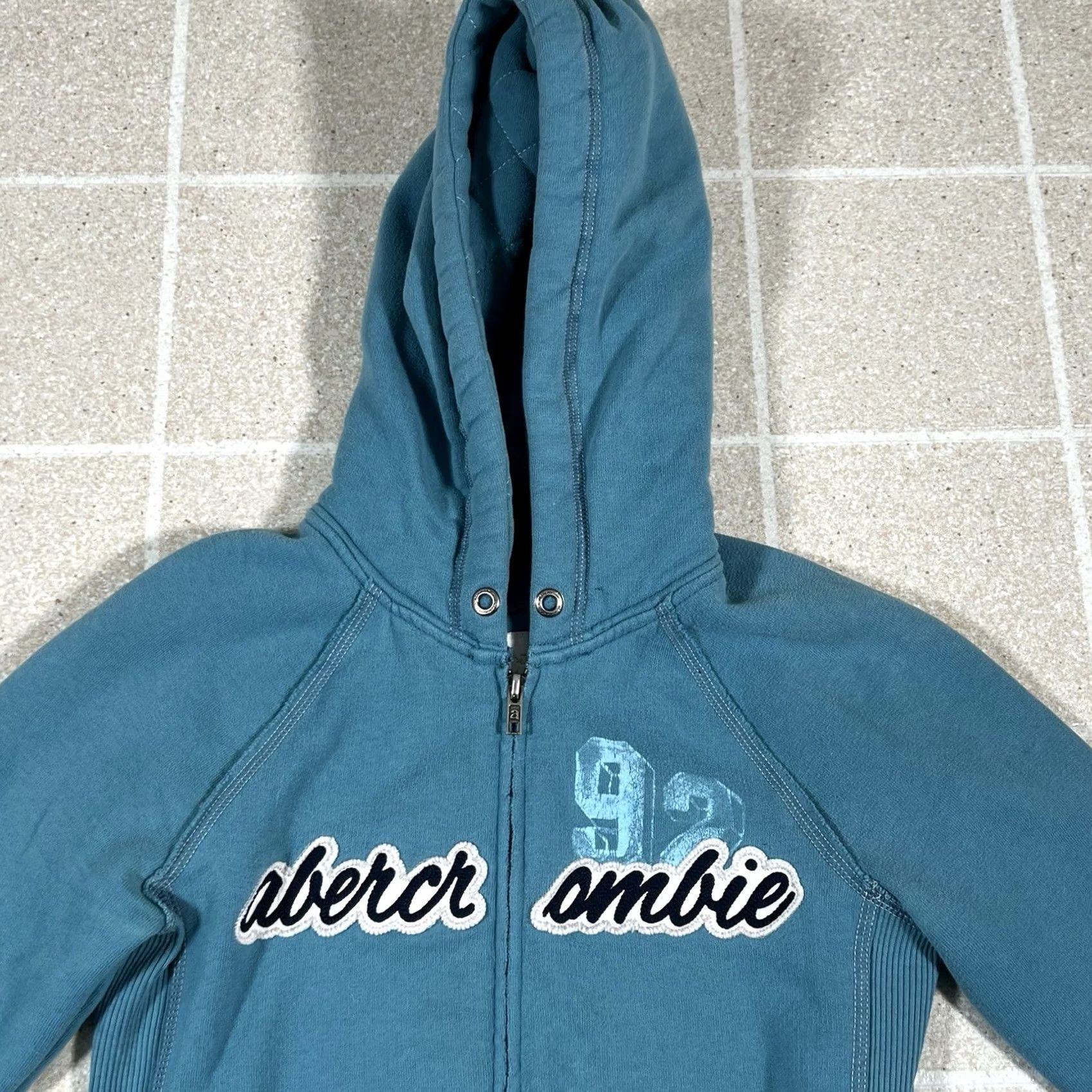 Abercrombie & Fitch VINTAGE Abercrombie & Fitch Hoodie Women XL Aqua Blue Full Zip Logo Y2k Vtg Mens Womens Size XL / US 12-14 / IT 48-50 - 2 Thumbnail