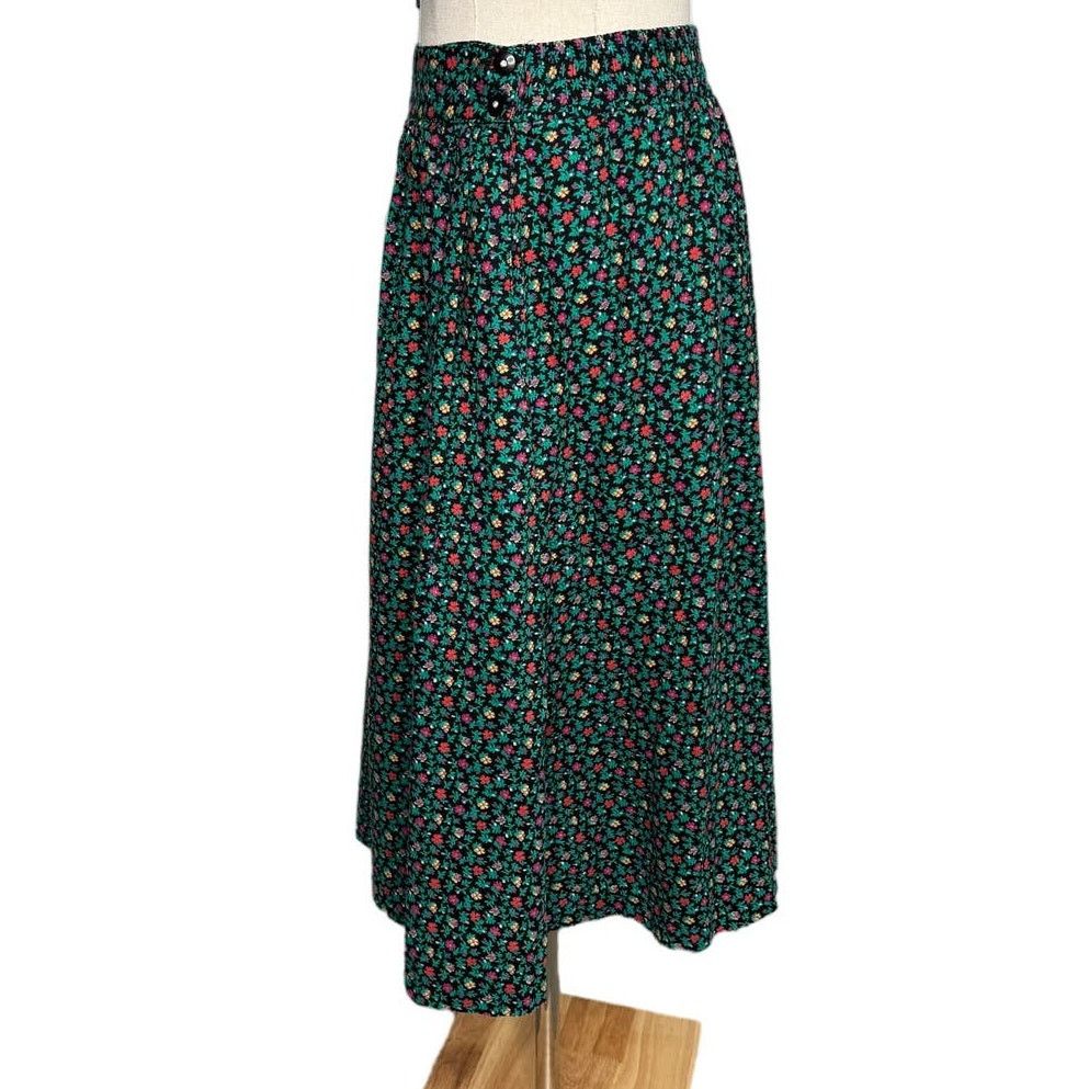 Vintage Vintage ditzy floral rhinestone button midi skirt size XS/S Size 26" / US 2 / IT 38 - 2 Thumbnail