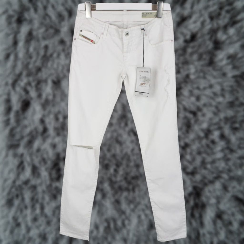 Diesel Diesel Grupee Super Slim-Skinny Low Waist 0605I Stretch Jeans Women's W29 L32 White Size 29" - 1 Thumbnail