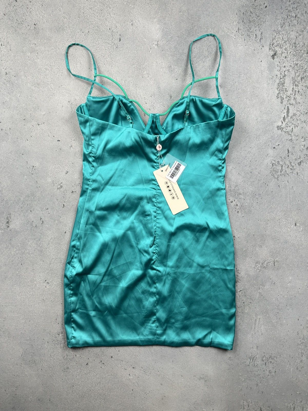 Other Oh Polly Turquoise Satin Bodycon Mini Dress With Bustier Top Size L / US 10 / IT 46 - 2 Thumbnail