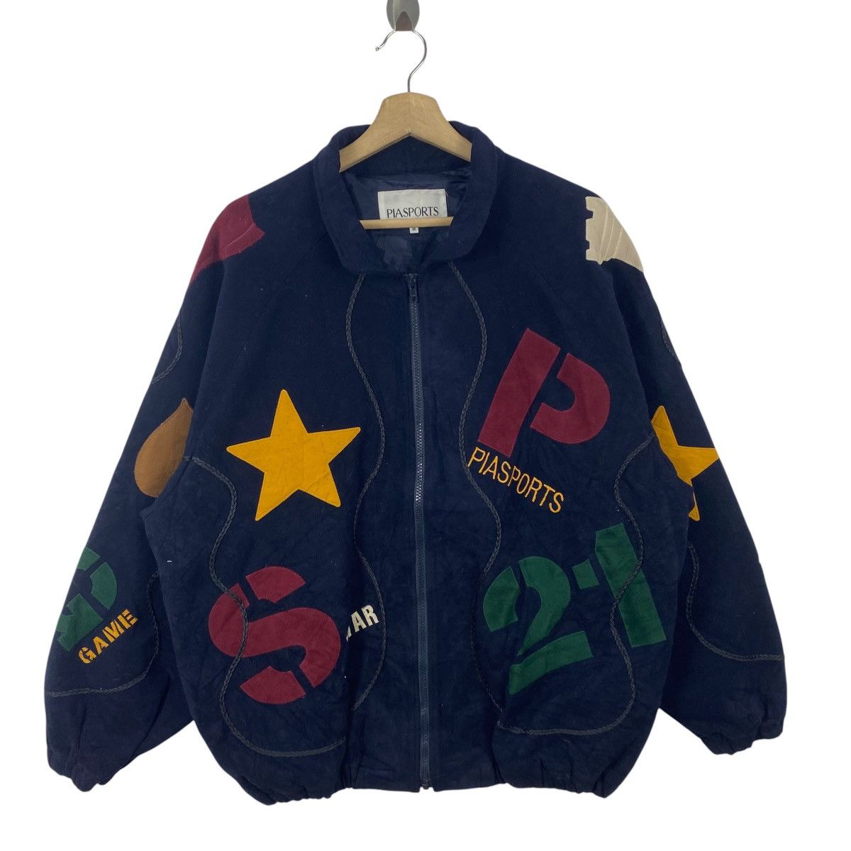 Vintage Vintage PIA SPORTS Bomber Jacket Big Logo Patchwork Varsity Size US XXL / EU 58 / 5 - 5 Thumbnail