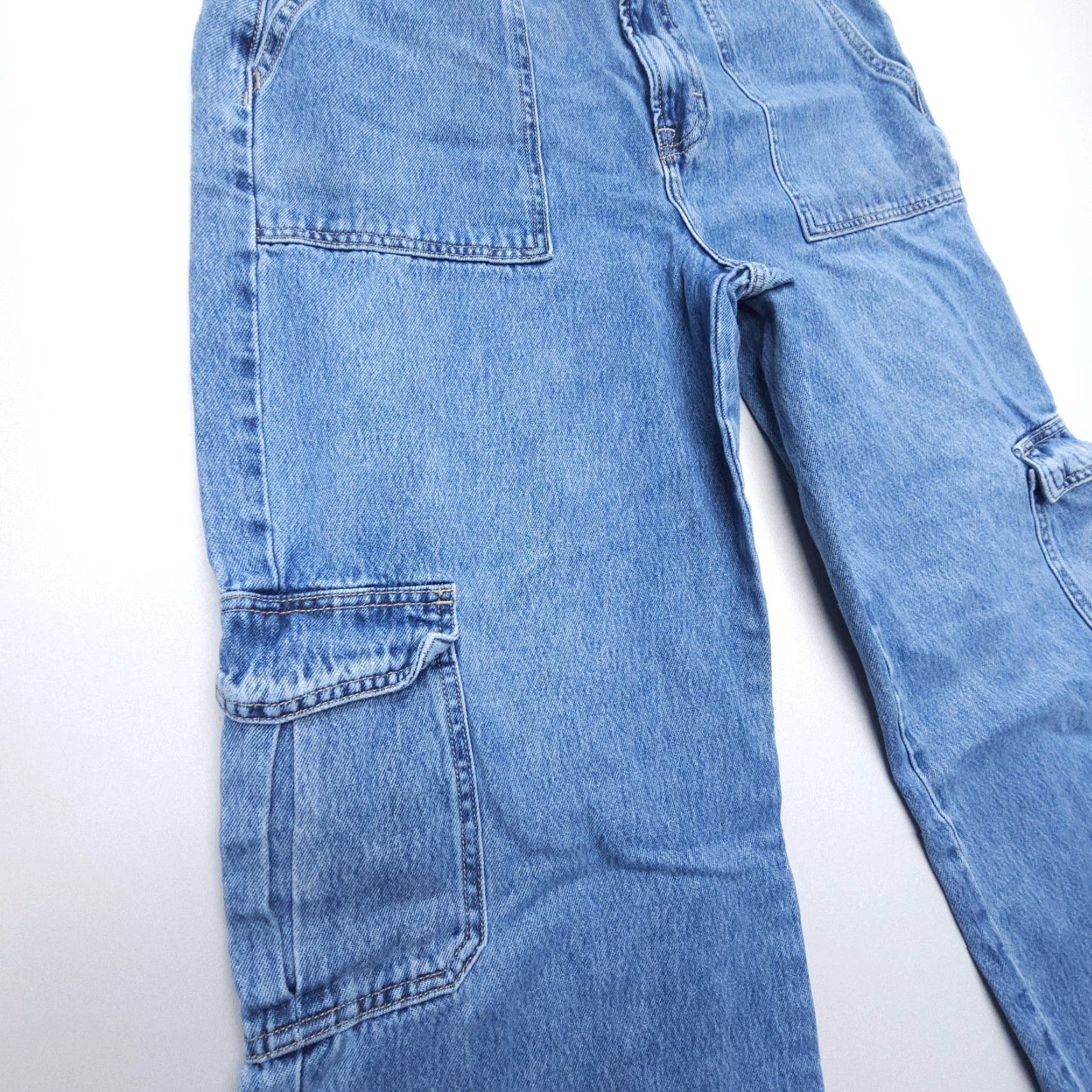 Vintage Hidden Jeans Womens 31 Blue Cargo Wide-Leg High Rise Denim 5-Pocket Bohemian Cotton Blend Skater Vintage No N/A Size 24" / US 00 / IT 34 - 3 Thumbnail