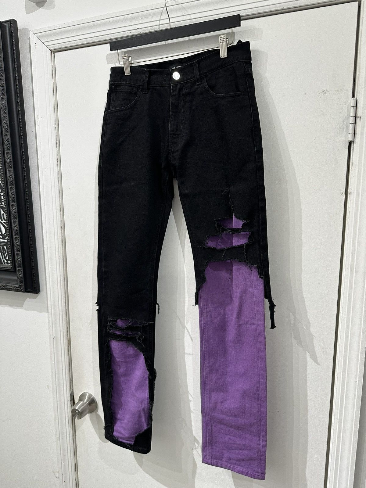 Raf Simons Raf Simons SS20 Destroyed Denim Pants Black Purple Slim Fit Size US 30 / EU 46 - 3 Thumbnail