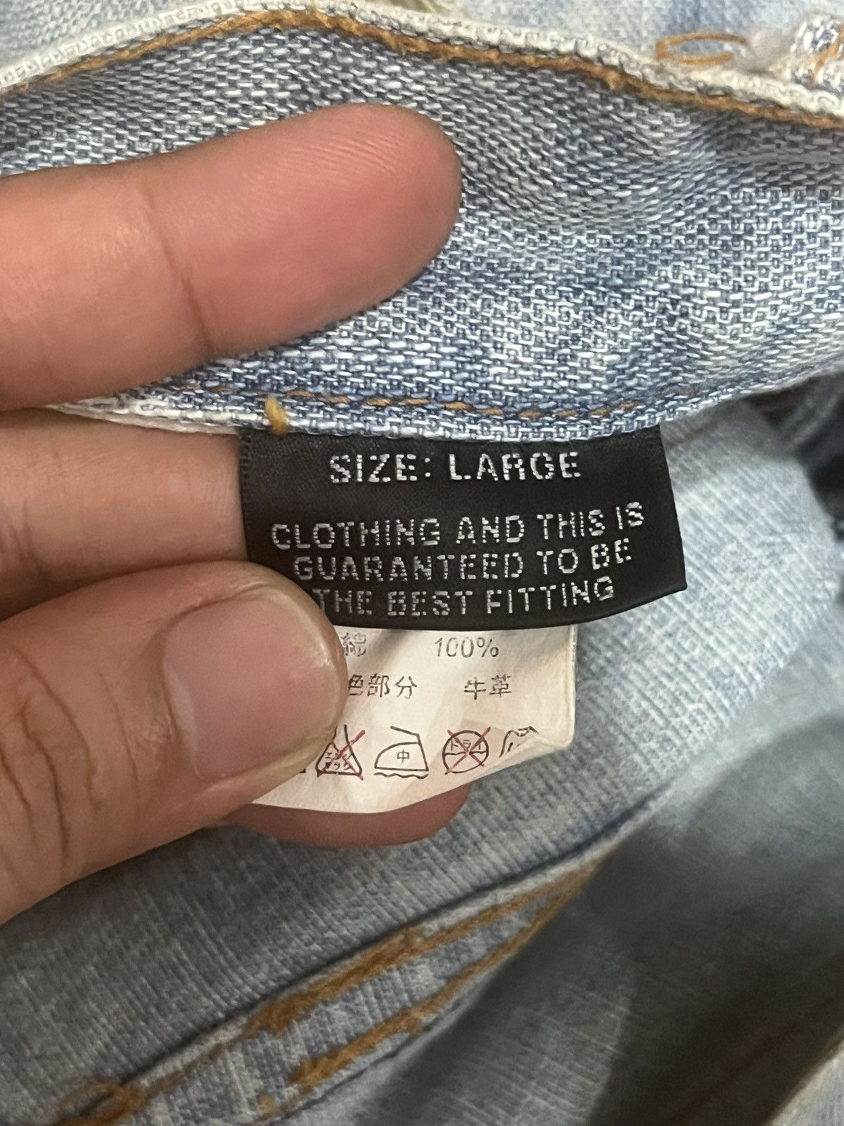 Japanese Brand Vintage Fourseason Light Blue Whisker Distressed Grunge Jean Size US 33 - 16 Thumbnail