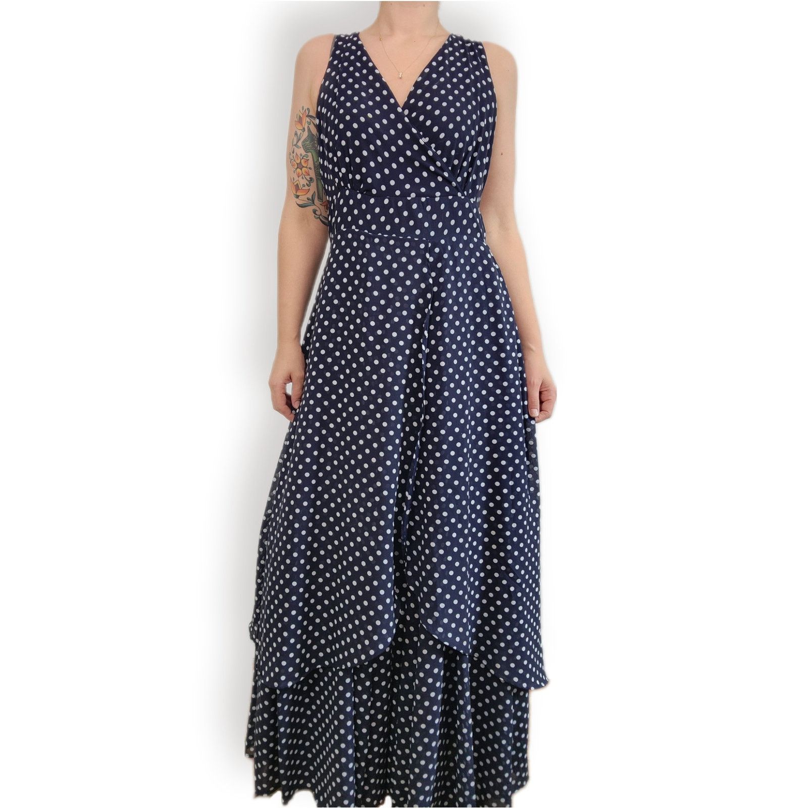 Other Jessica London Polka Dot Dress Maxi Sleeveless Sheer 14 Size L / US 10 / IT 46 - 1 Thumbnail