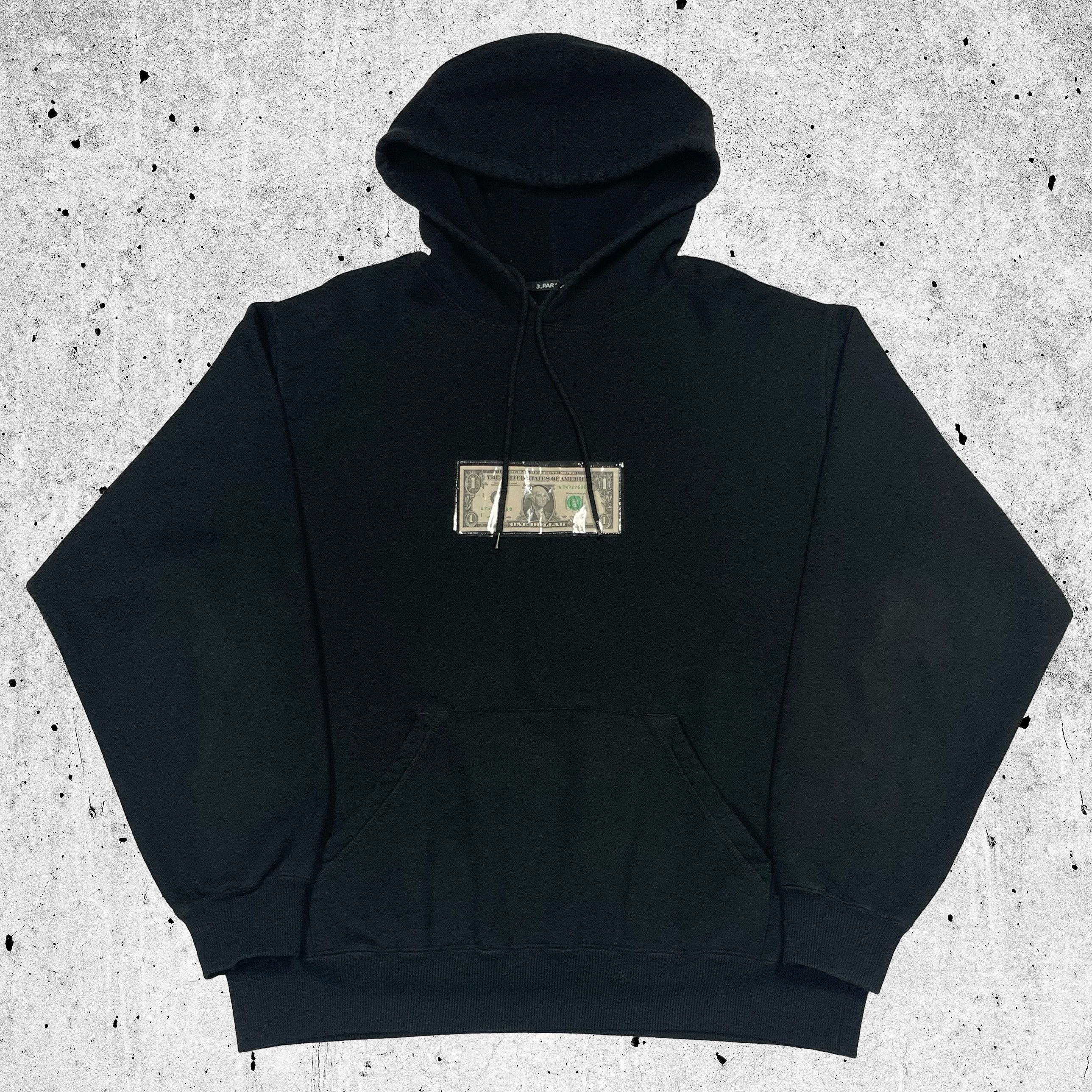 image of 3 Paradis 3.paradis Maria Dollar Bill Hoodie in Vintage Black, Men's (Size Large)