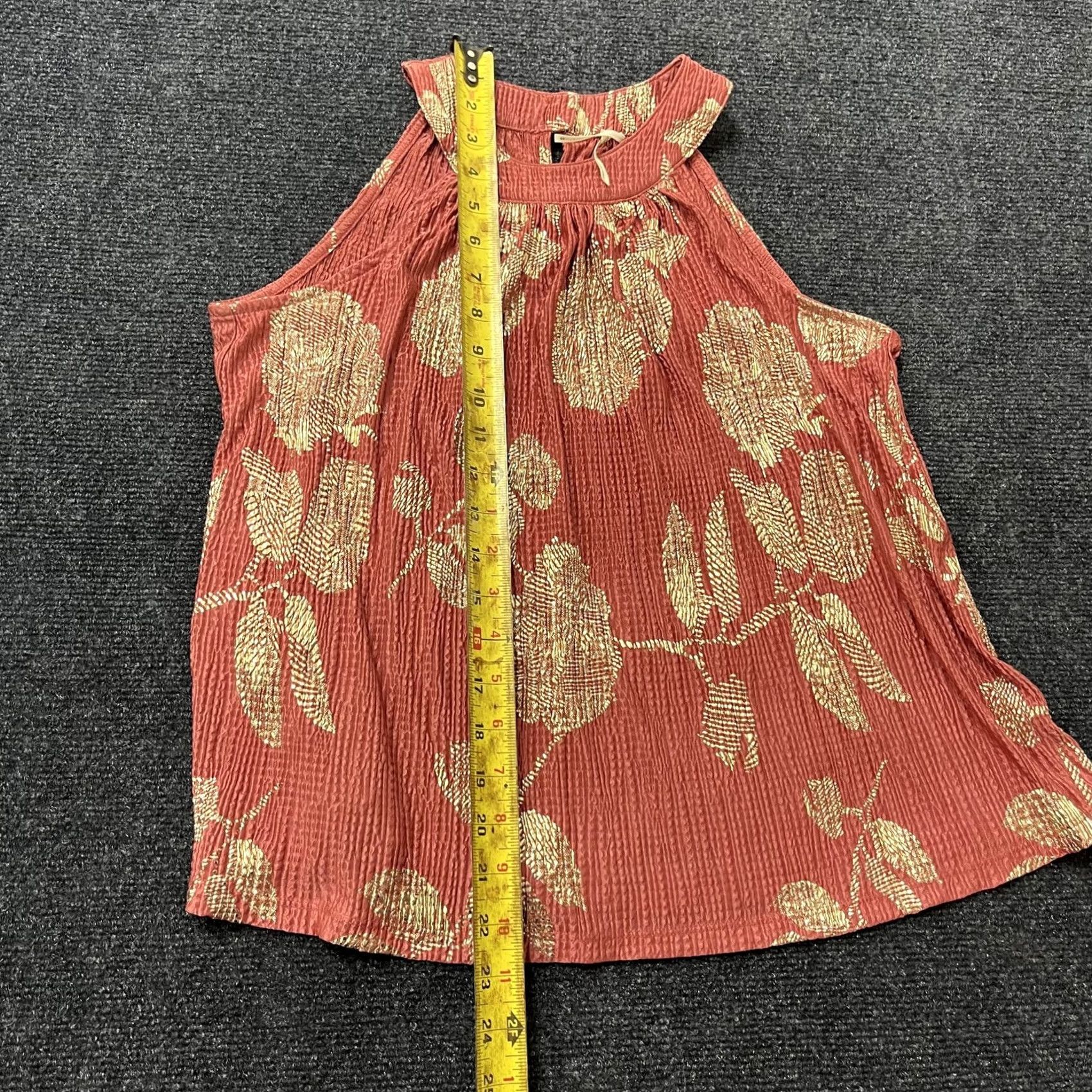 Anthropologie Anthropologie Feather Bone Shirt Womens XS Pink Gold Metallic Floral Halter Size XS / US 0-2 / IT 36-38 - 5 Thumbnail