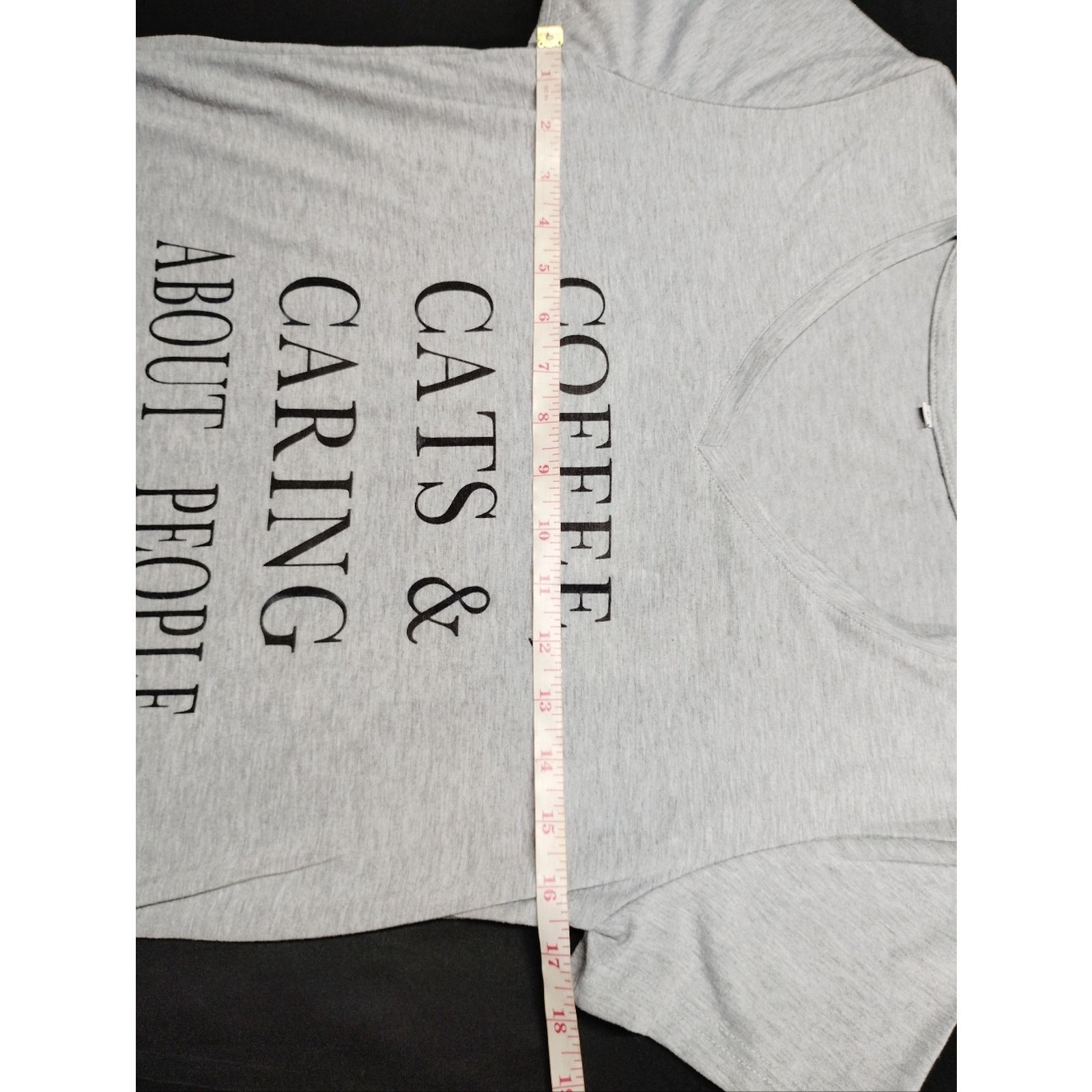 Shein Gray 'Coffee, Cats & Caring About People' Graphic Tee Size M / US 6-8 / IT 42-44 - 4 Thumbnail