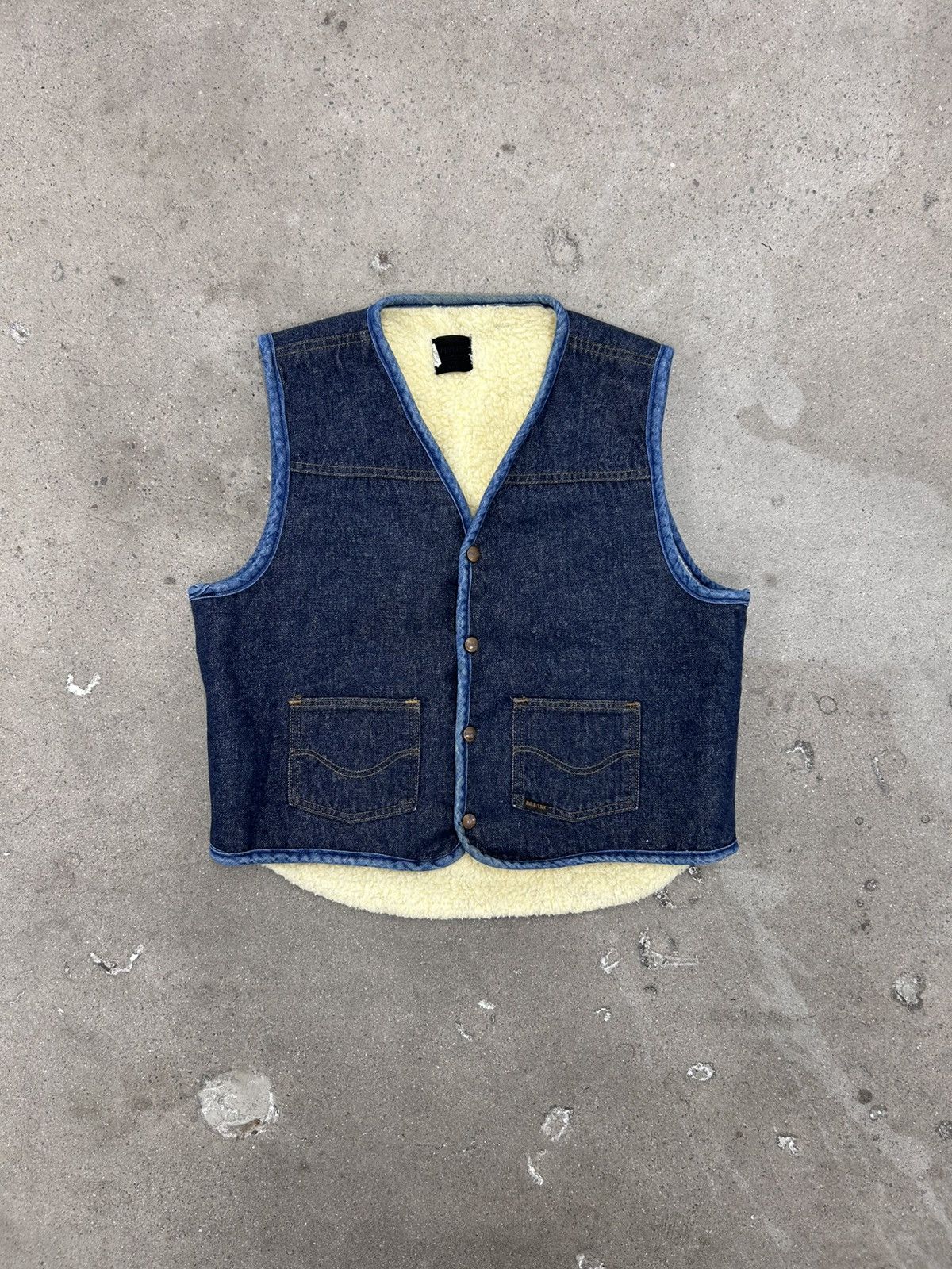 Sears Vintage Dark Indigo Sears Sherpa lined denim vest Size US L / EU 52-54 / 3 - 1 Thumbnail