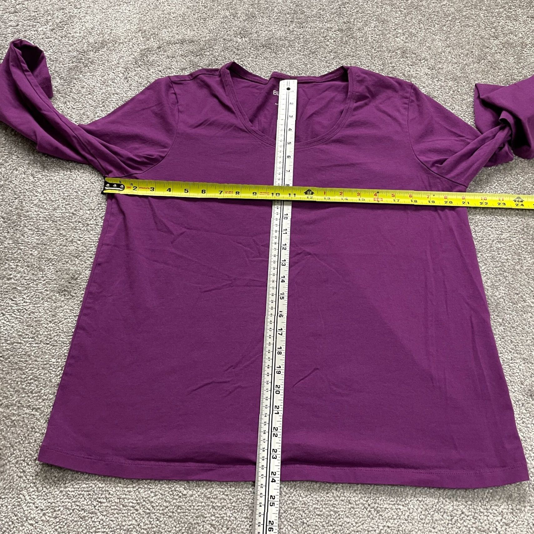 Blair Blair Basic T-Shirt Women's Large Purple Long Sleeve Scoop Neck Casual Top Size L / US 10 / IT 46 - 7 Thumbnail