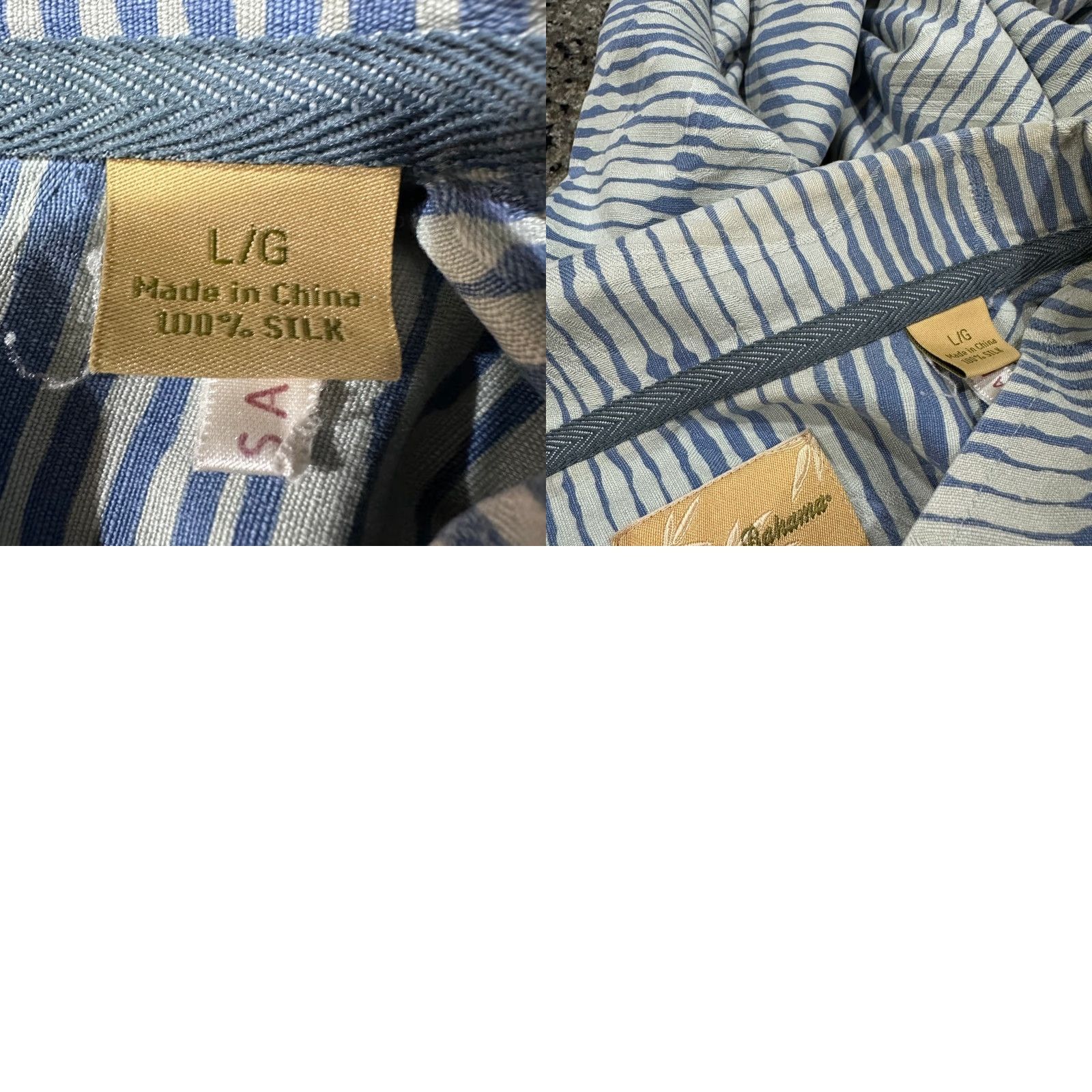 Tommy Bahama Tommy Bahama Hawaiian Shirt Men L Blue White Floral Stripe Aloha 100% Silk Camp Size US L / EU 52-54 / 3 - 8 Thumbnail