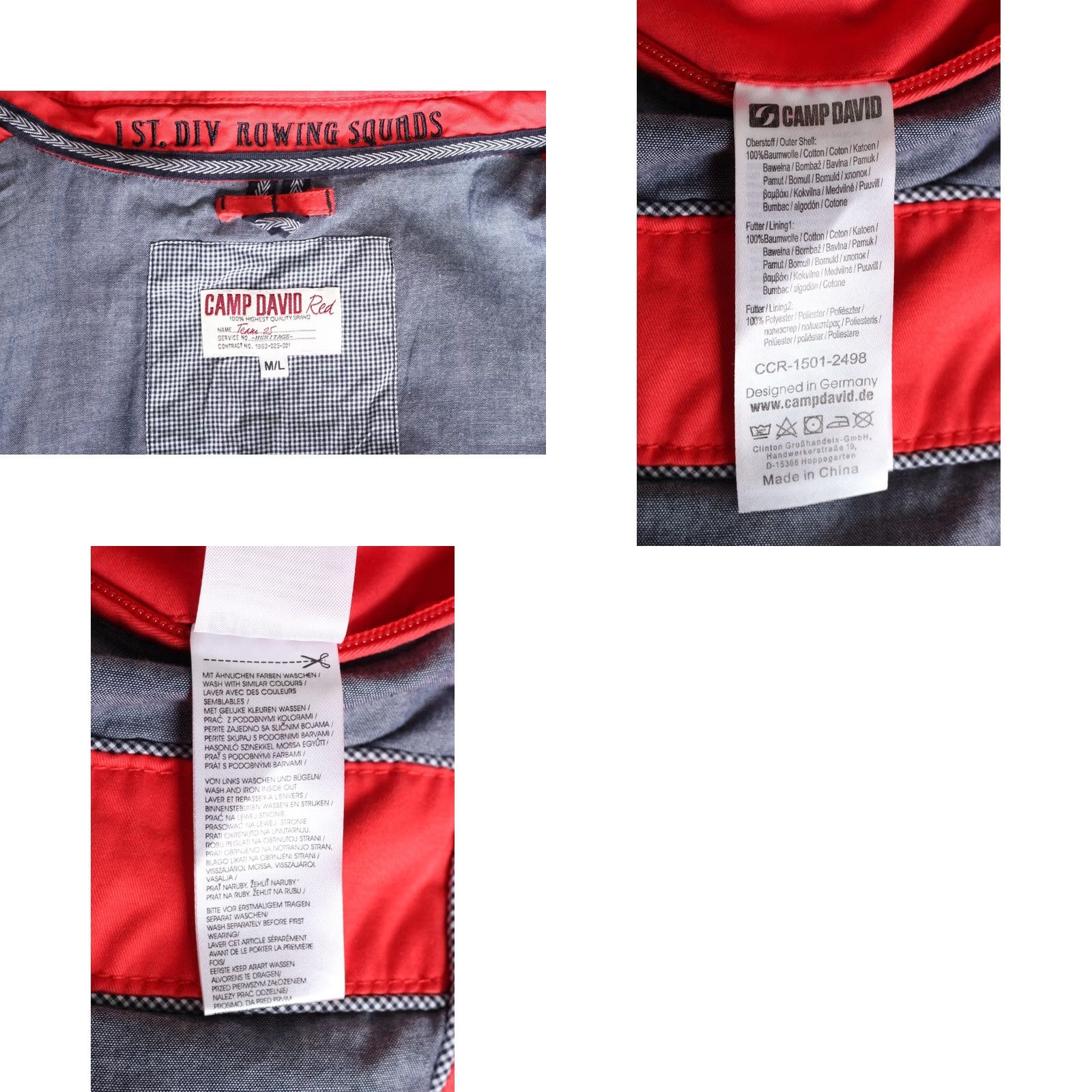 Vintage CAMP DAVID Jacket Men Size M/L MJ6527 Bomber Jacket Casual, Travel, All Seasons, Regular, Pink Red, Cotton Twill, Zip, Logo, Vintage No Size US M / EU 48-50 / 2 - 8 Thumbnail