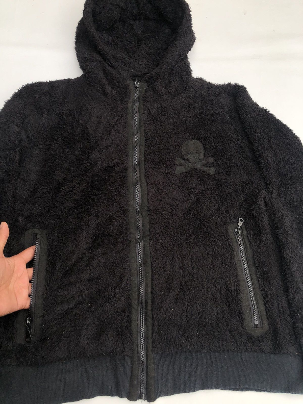 FAUX FURHOODIE DARK SKULL GOTHIC PUNK
