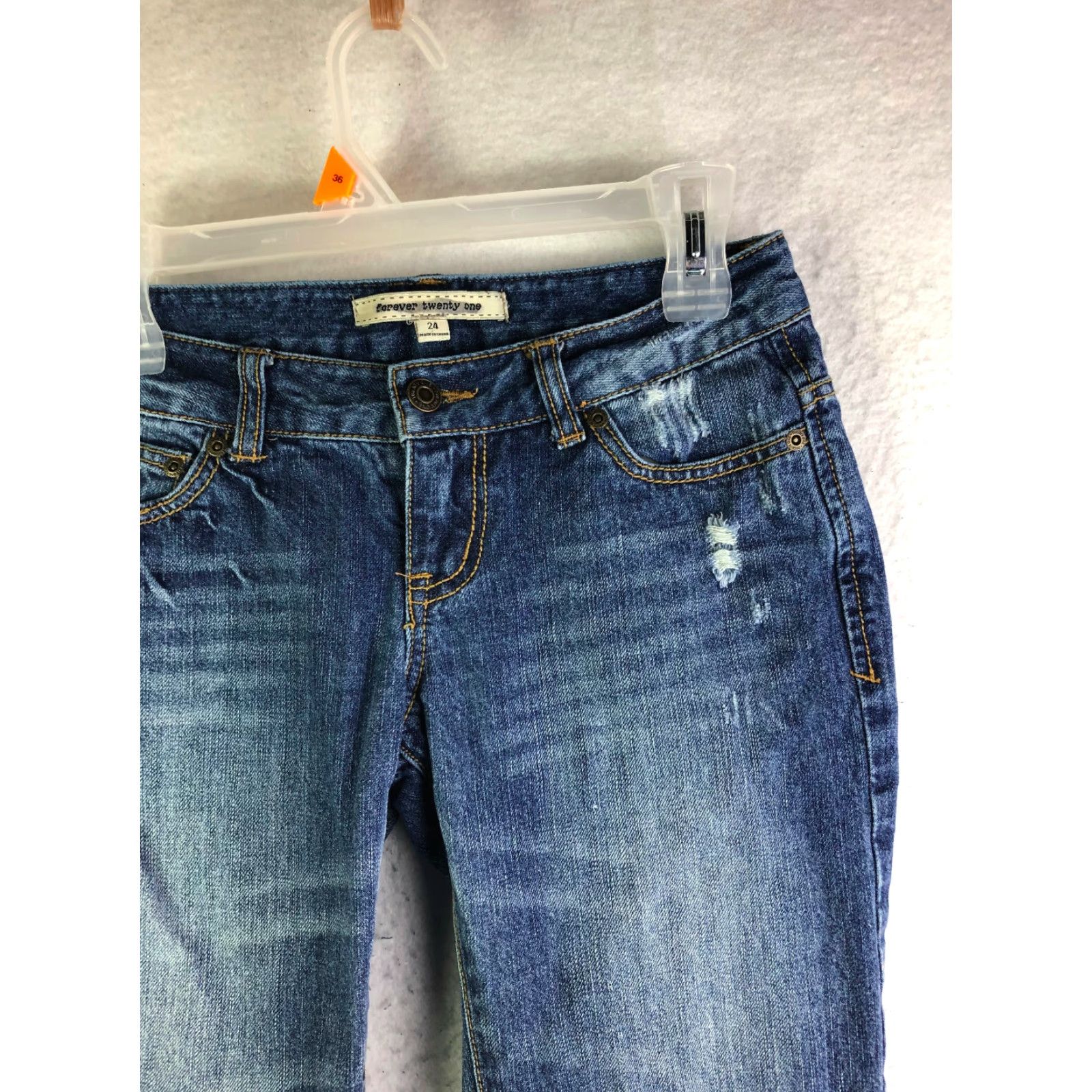 Forever 21 Forever 21 Mid Rise Bootcut Juniors Size 24 Dark Wash Blue Denim Jeans Hemmed Size 42" / US 20 - 3 Thumbnail