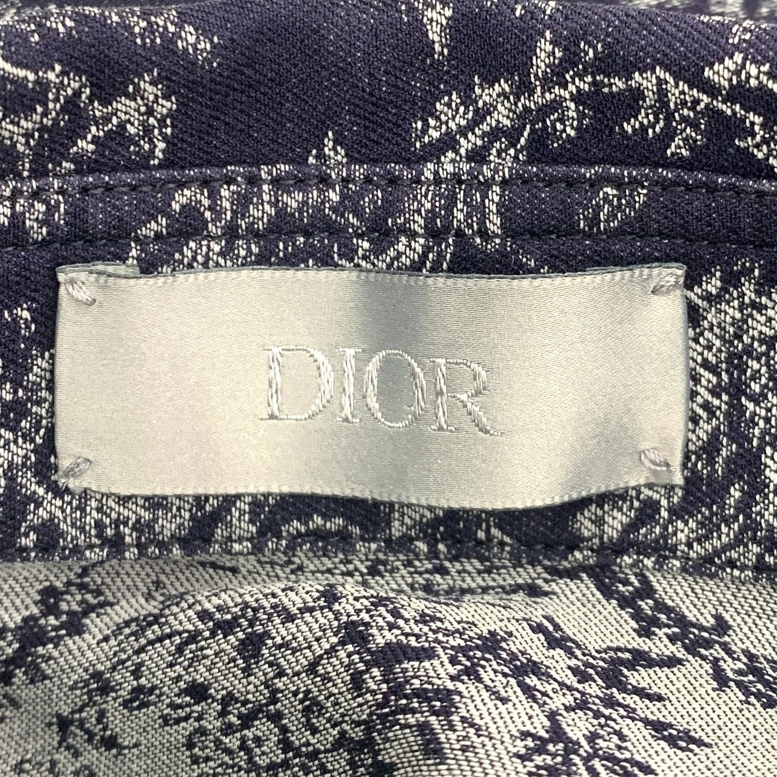 Dior Dior Navy & White Patterned Long-Sleeve Shirt Size Size US M / EU 48-50 / 2 - 5 Thumbnail