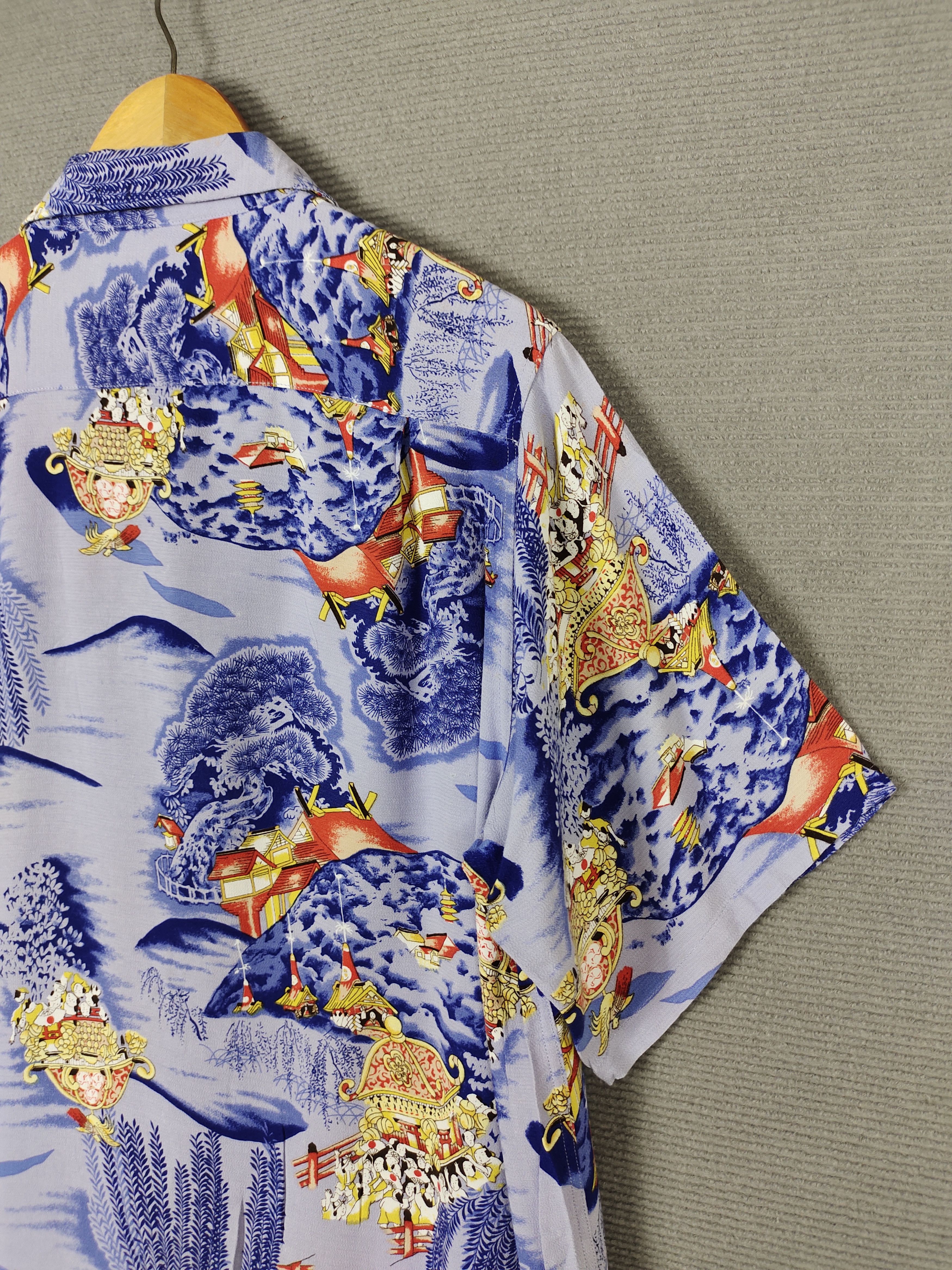 Vintage Japanese Hawaiian History Book Pagoda Rayon Crepe Shirt Size US L / EU 52-54 / 3 - 10 Thumbnail