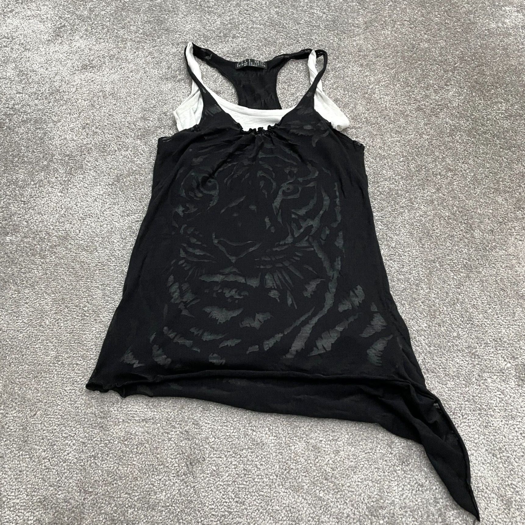 Zara Zara Tank Womens Medium Black White Racerback Casual Lion Size M / US 6-8 / IT 42-44 - 2 Thumbnail