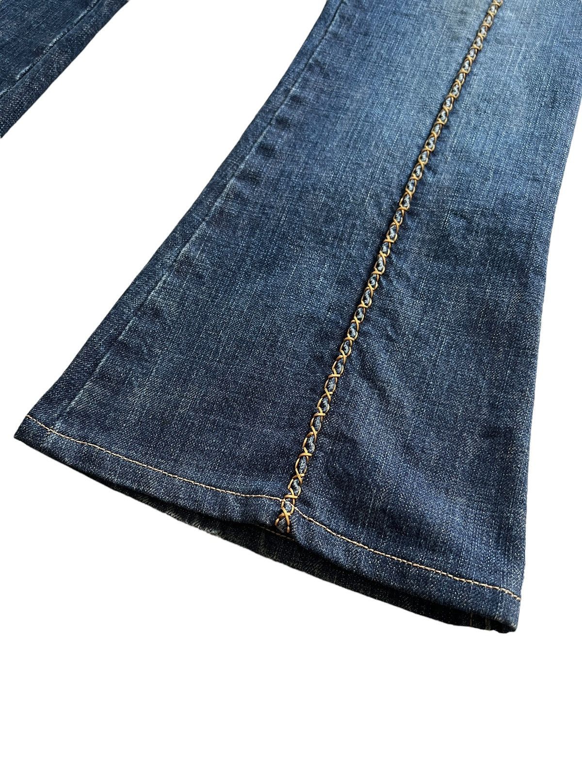 Obelisk 1990s Obelisk Stitching Flare Denim Leather Trim Size US 30 / EU 46 - 6 Thumbnail