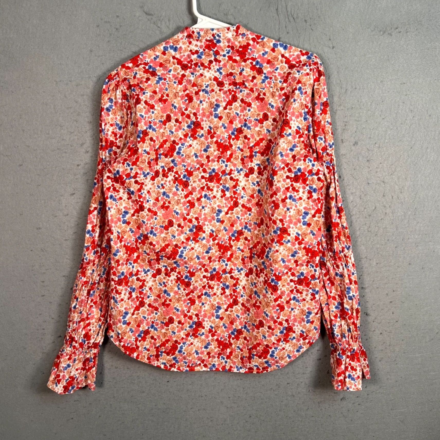 Vintage Rochelle Behrens Shirt Button-Up Long-Sleeve Floral Cotton Red Small Womens Size S / US 4 / IT 40 - 2 Thumbnail